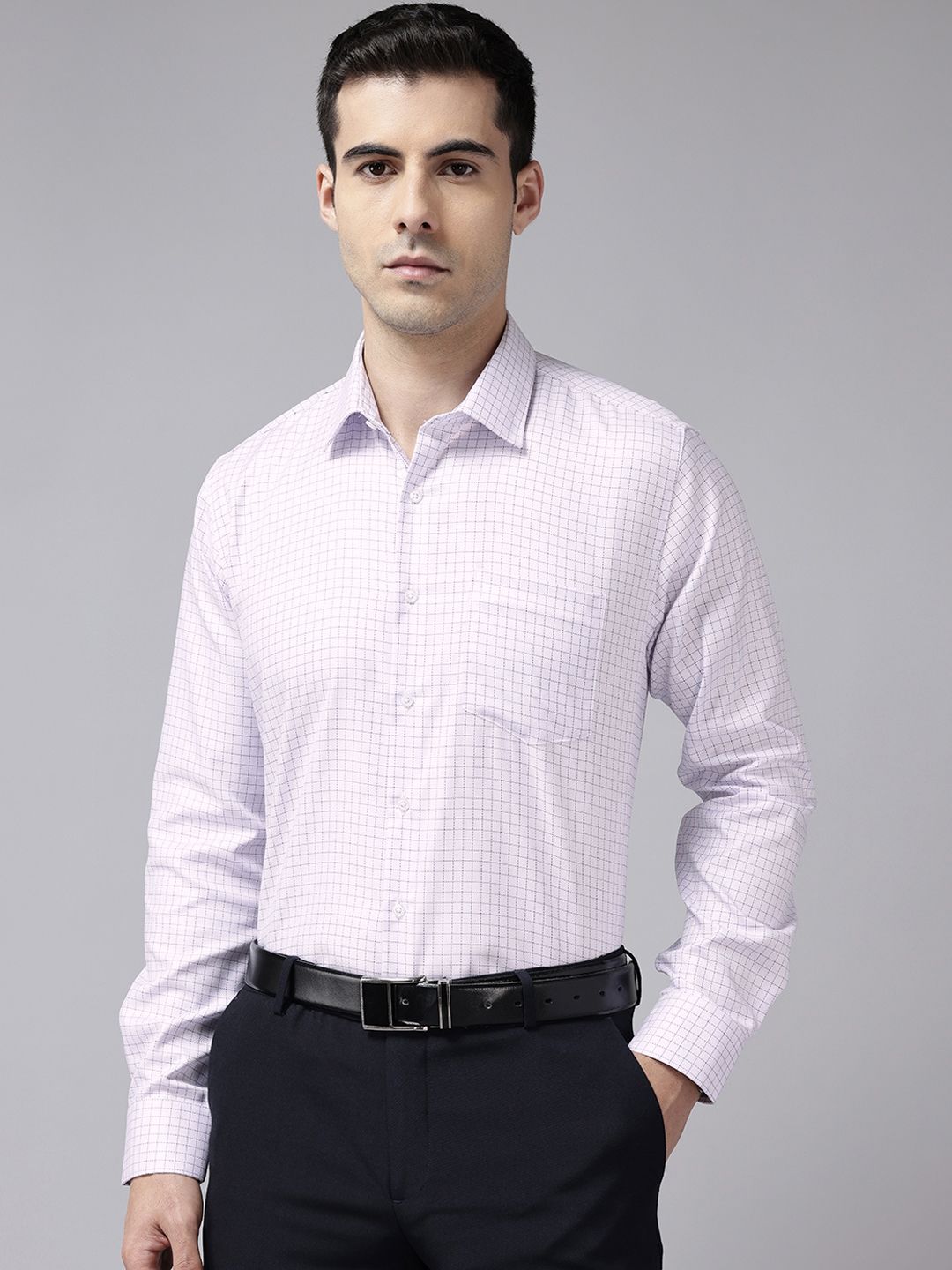 Van Heusen Slim Fit Checked Pure Cotton Formal Shirt-picture-55