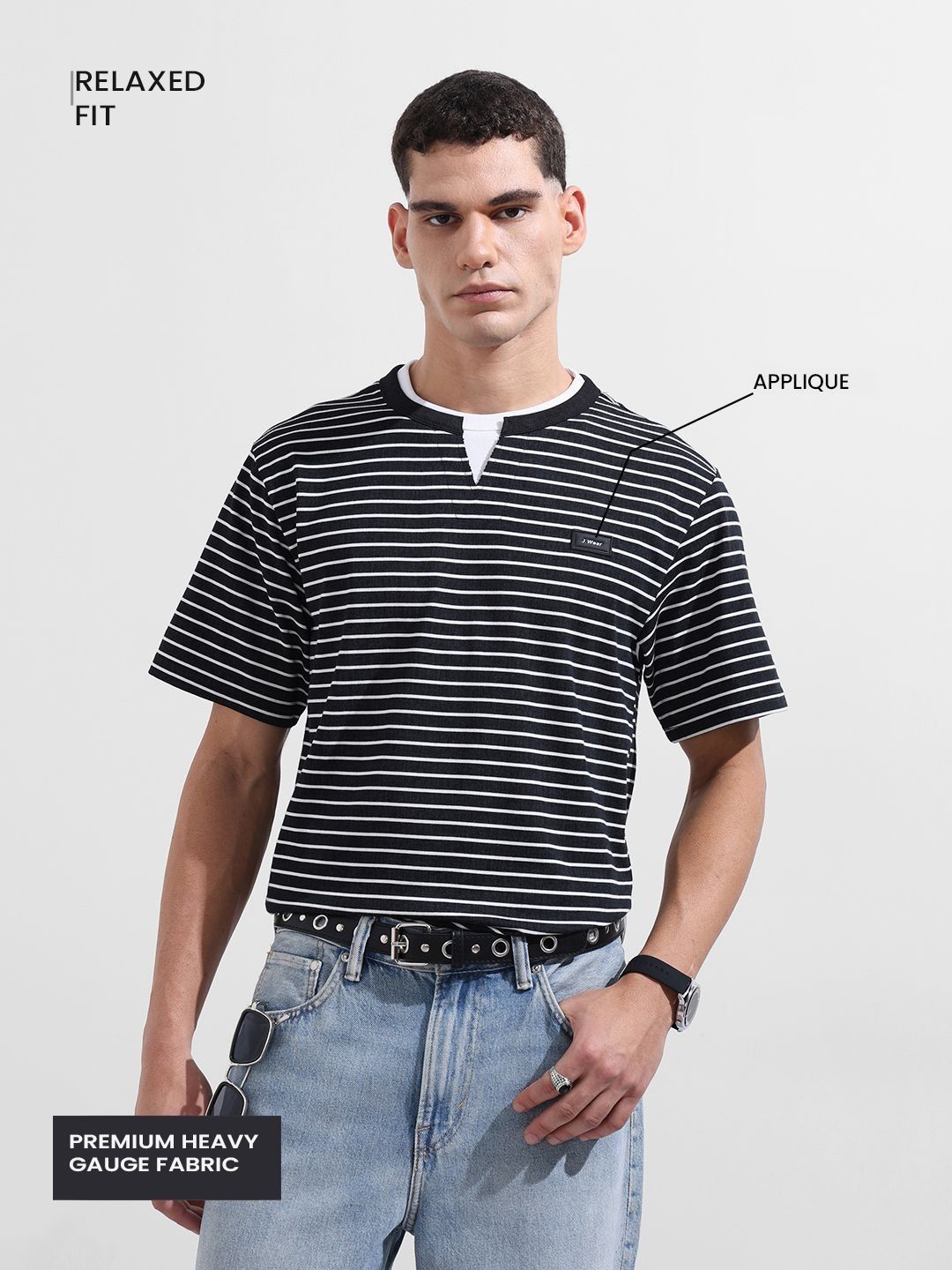The Indian Garage Co Men Striped Round Neck Relaxed Fit T-shirt-picture-39