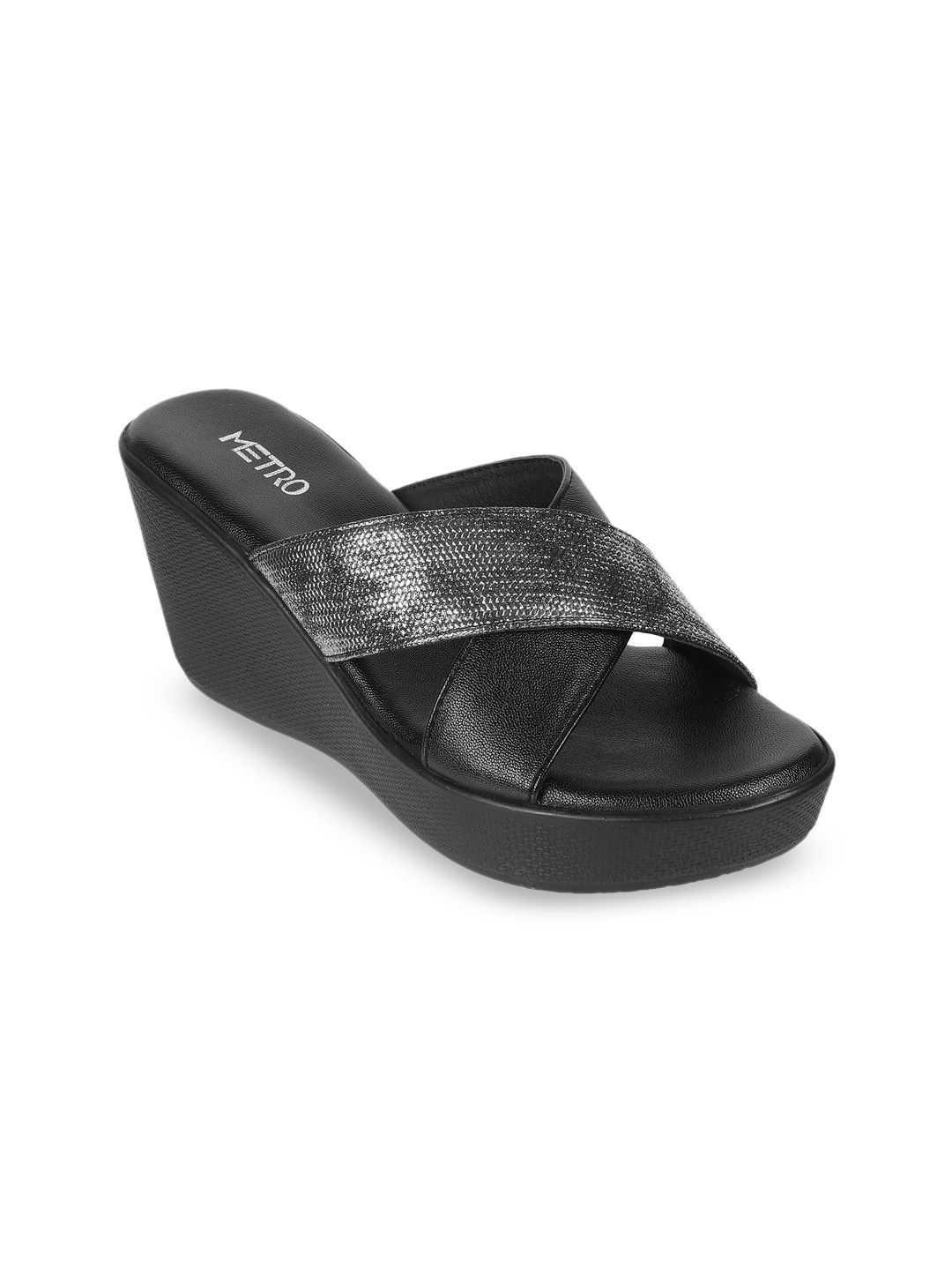 Metro Women's Open Toe Embellished Wedge Sandals-picture-13