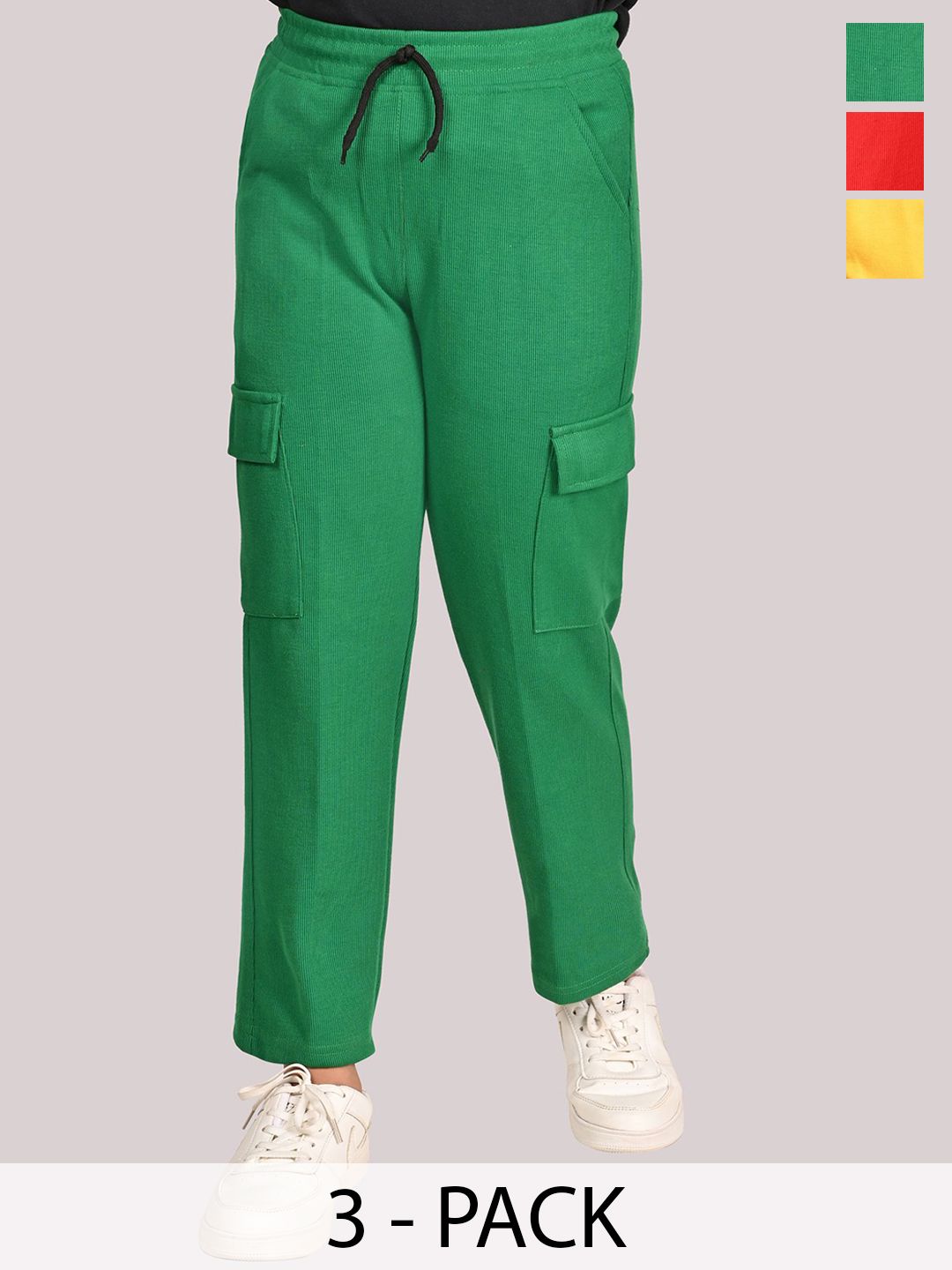 BAESD Boys Pack Of 3 Mid-Rise Regular Cargo Trousers-picture-50