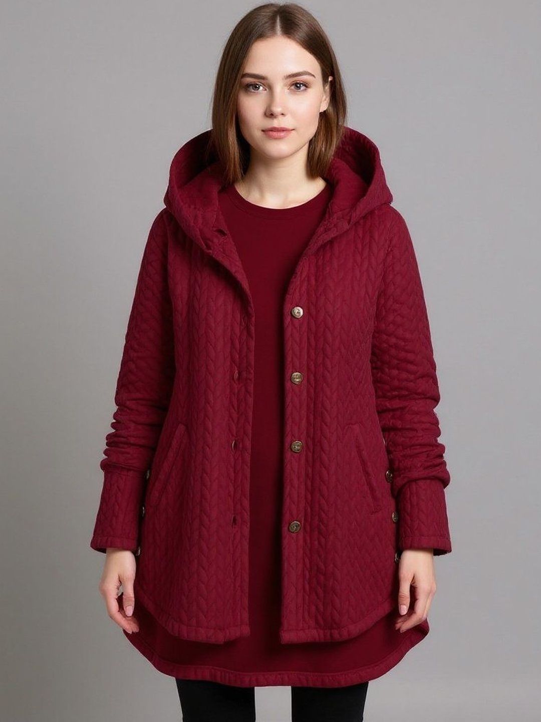 HERE&NOW Women Hooded Longline Jacket-picture-47