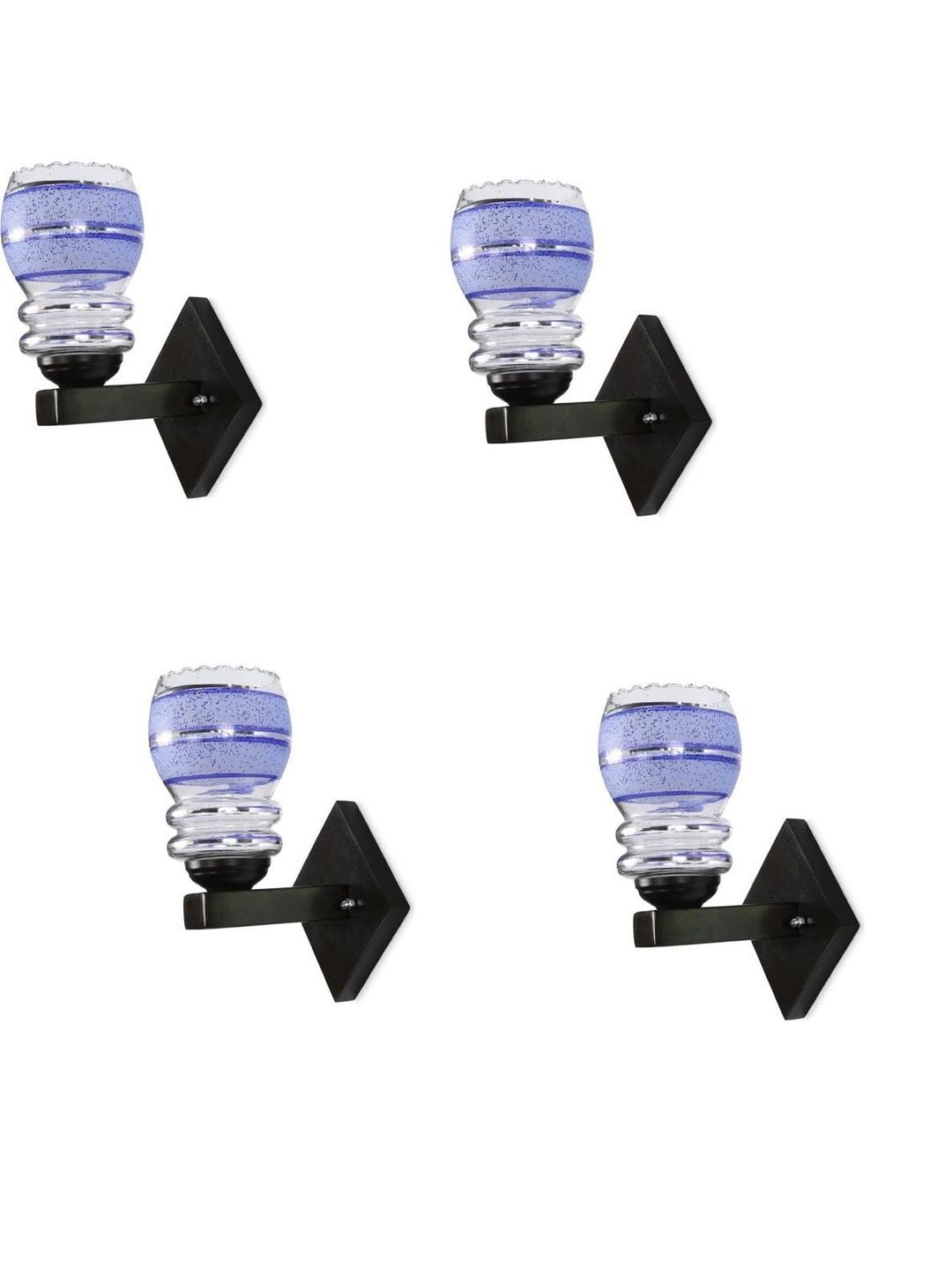 1ST TIME Pack of 4 Blue & White Printed Glass Cylinder Shaped Wall Lamp-picture-38