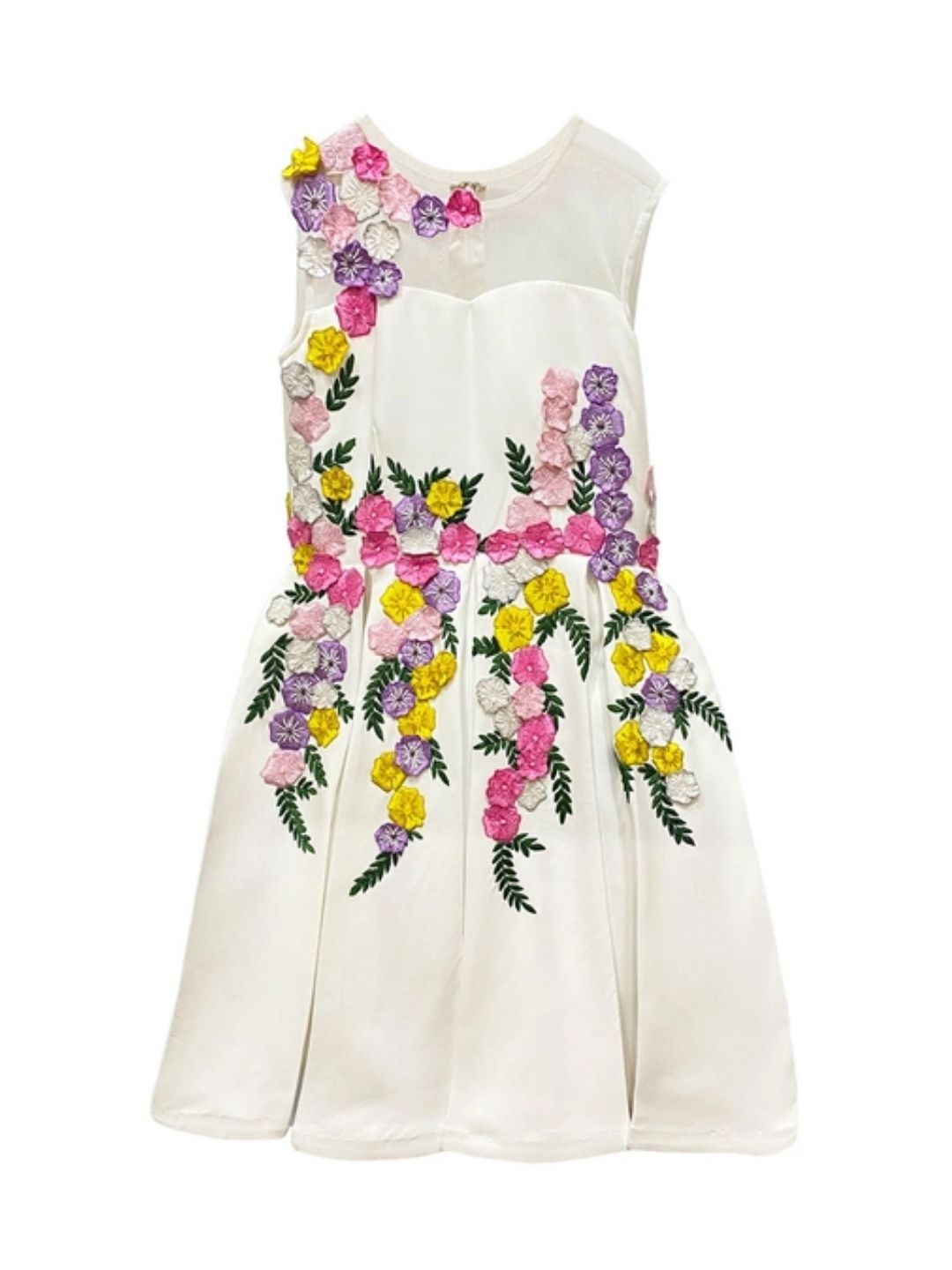 Divalicious Girls Round Neck Floral Embroidered Fit & Flare Dress-image-35