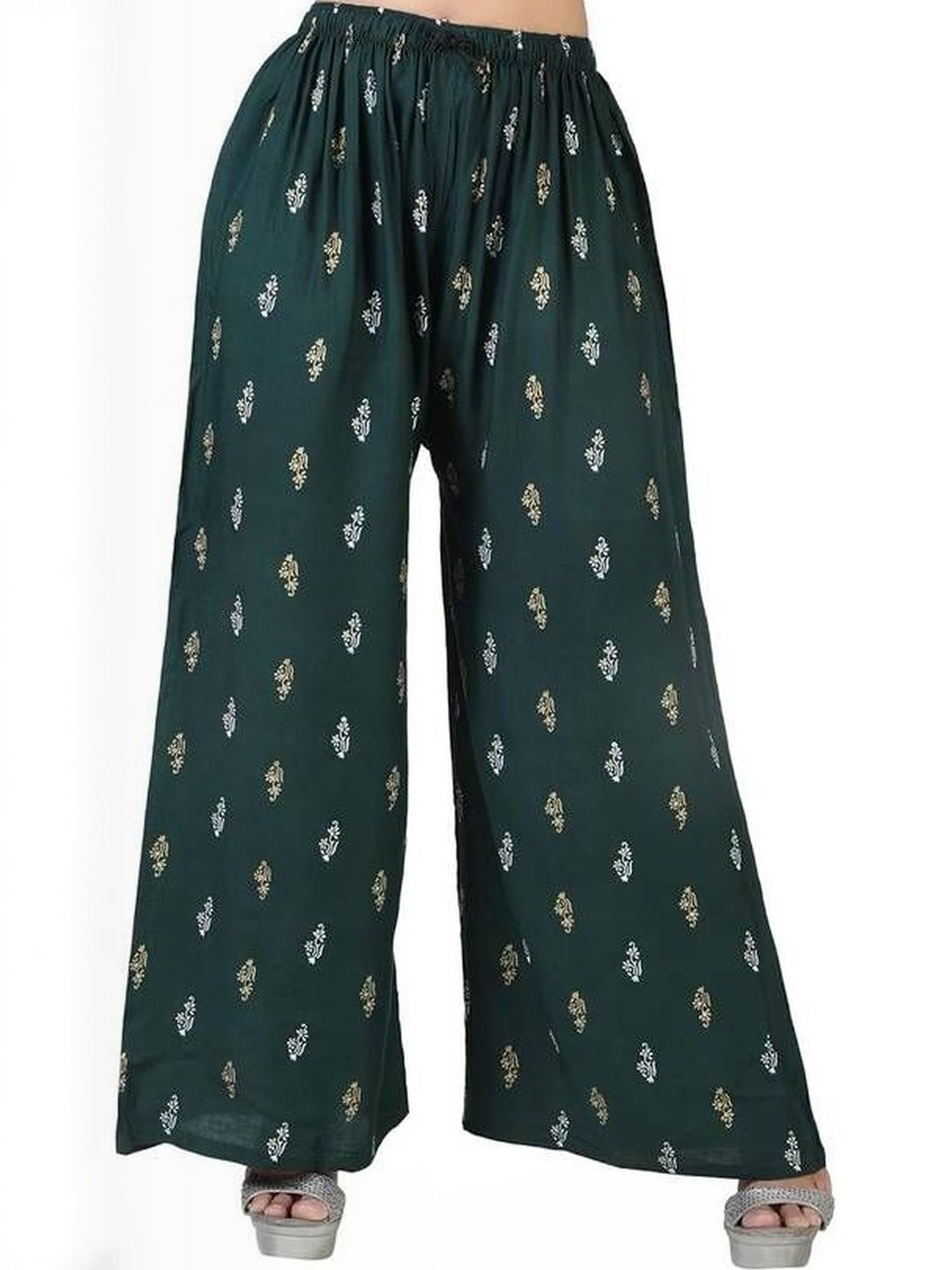 KIROTO Women Green Floral Printed Palazzos-picture-23