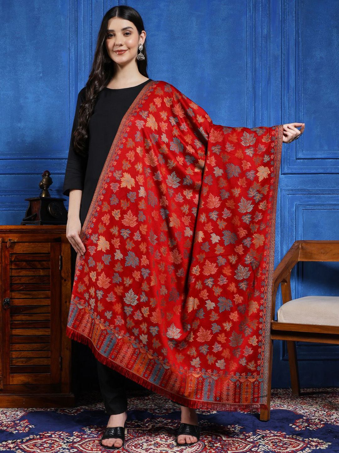 HANDICRAFT PALACE Women Floral Woven Design Shawl-picture-27