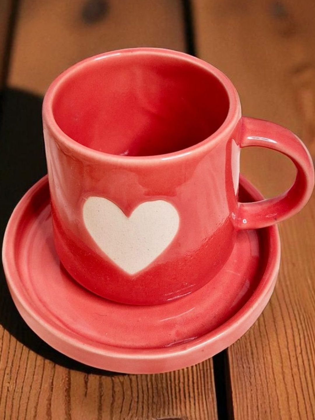Eleven To Eleven Decor Red & Beige Printed Ceramic Matte Cup & Saucer 300ml-image-22