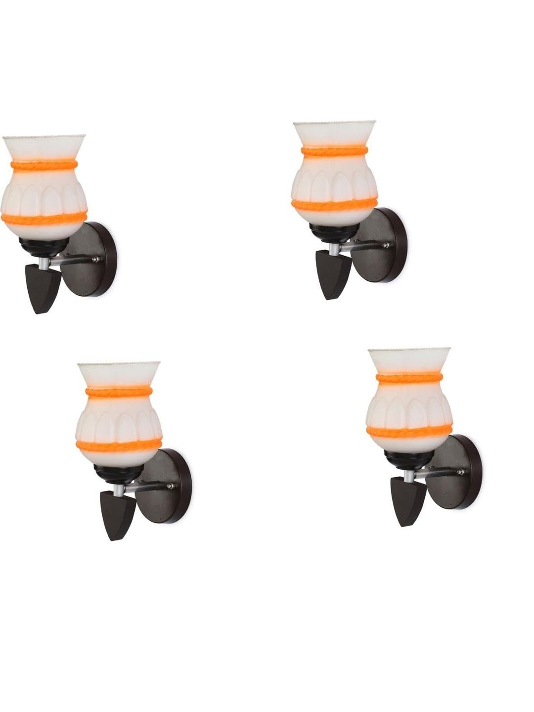 1ST TIME Pack of 4 Orange & White Glass Traditional Wall Lamp-picture-14