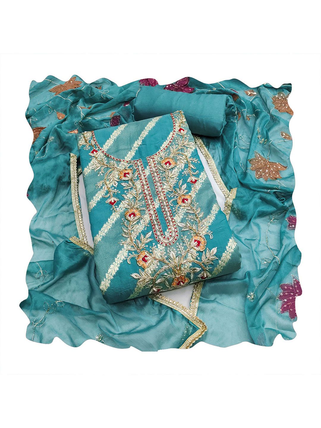 Maroosh Floral Woven Design Zari Modal Cotton Unstitched Dress Material-picture-56