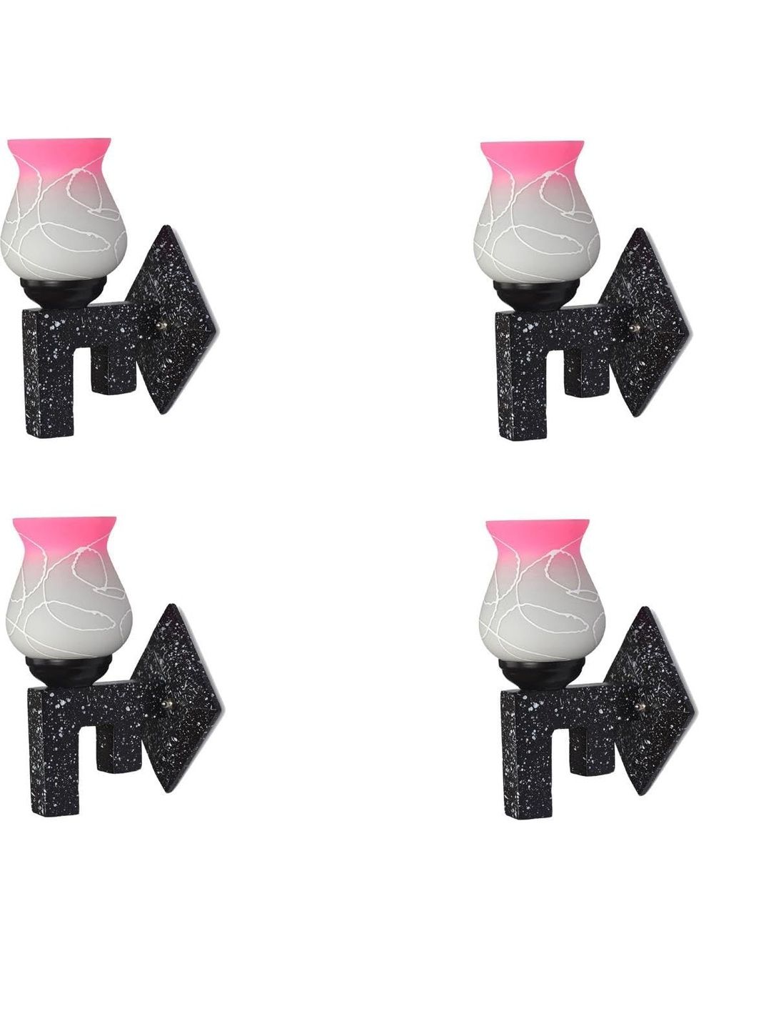 1ST TIME Pack of 4 Pink & White Glass Traditional Cylinder Shaped Wall Lamp-picture-10