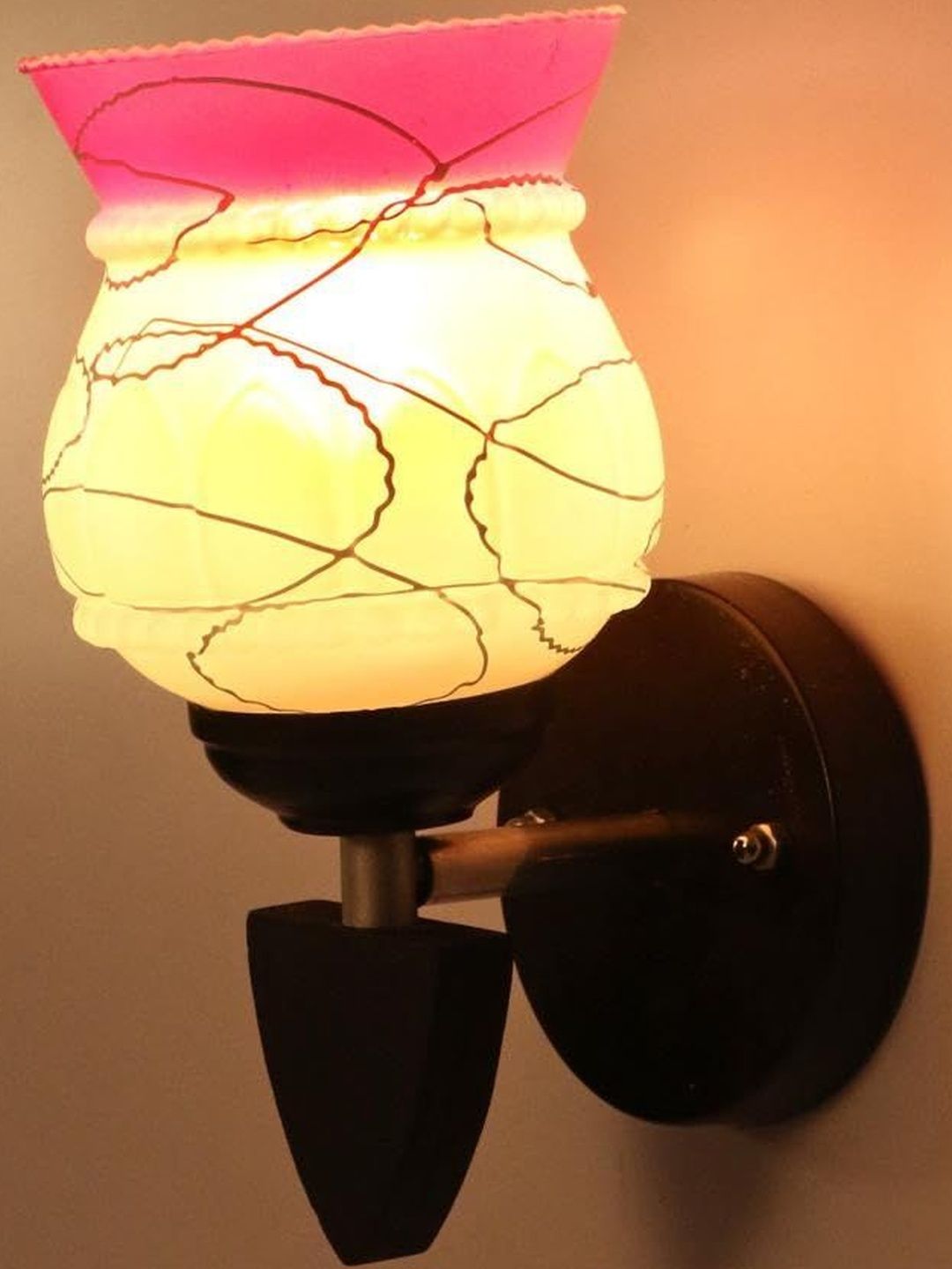 1ST TIME Pink & White Printed Glass Cylinder Shaped Wall Lamp-picture-37