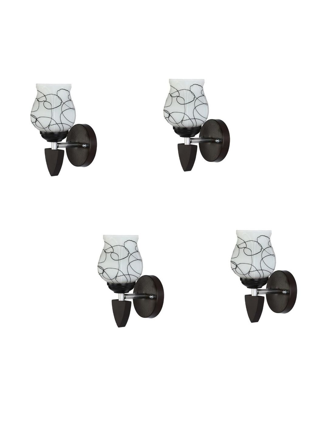 1ST TIME Black & White 4 Pcs Printed Glass Frustum Shaped Wall Lamps-picture-34