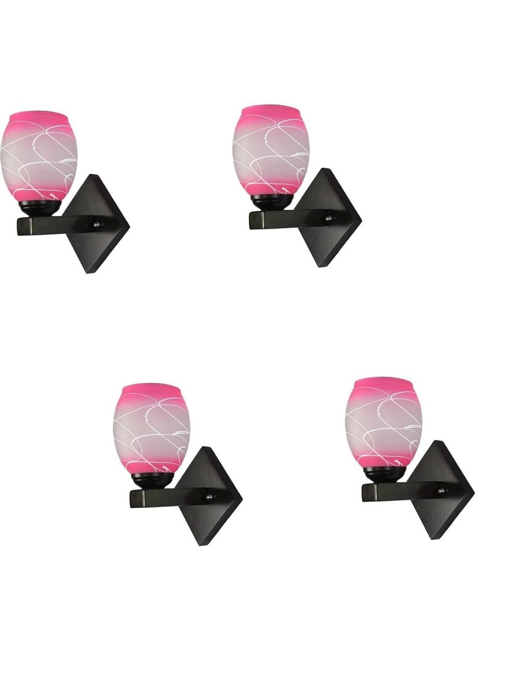 1ST TIME Pack Of 4 Pink & White Printed Glass Cylinder Shaped Wall Lamp-picture-22