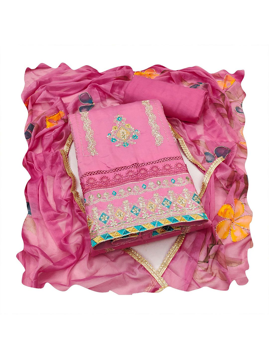 Maroosh Floral Embroidered Unstitched Dress Material-picture-7