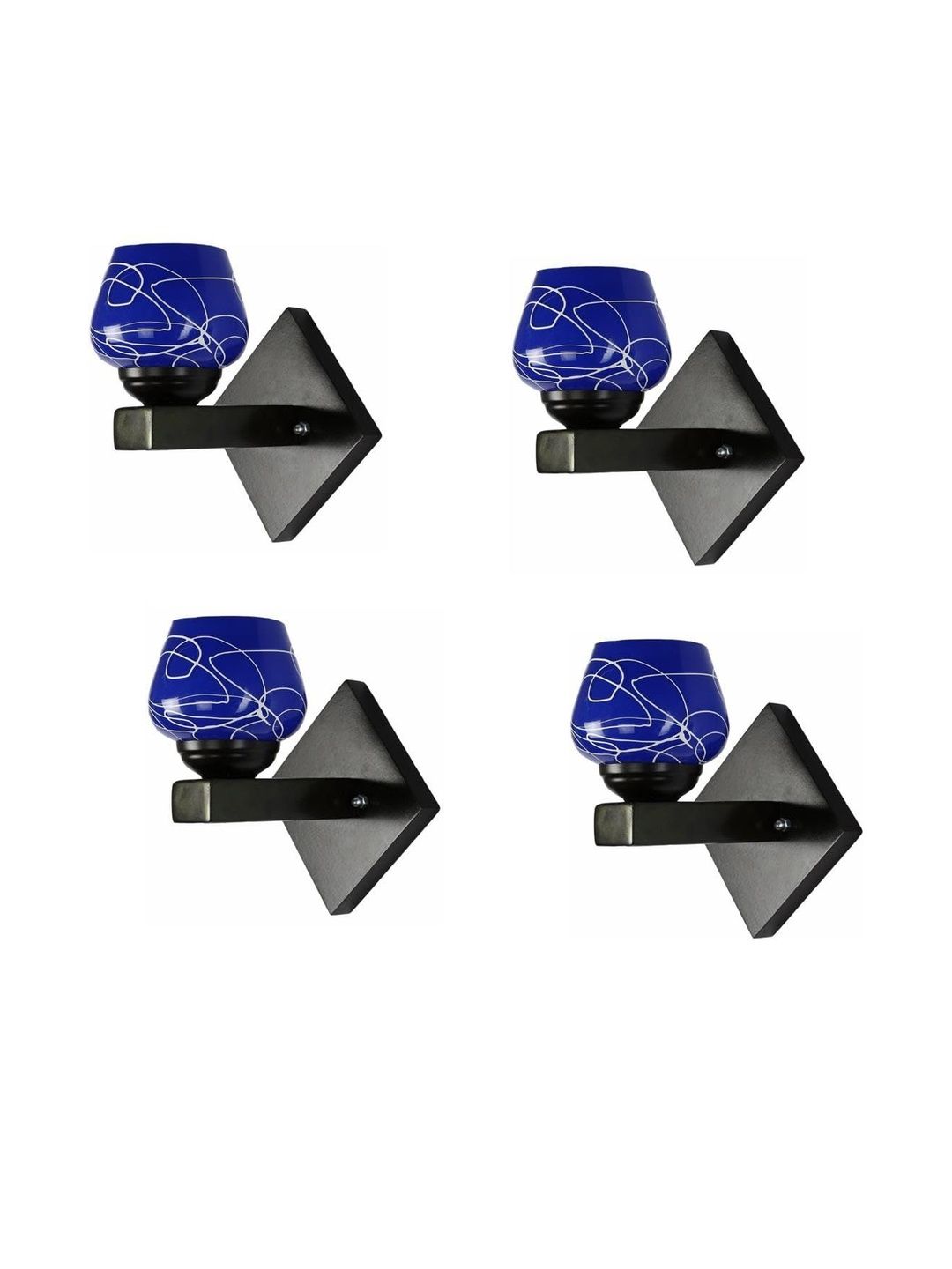 1ST TIME Pack of 4 Blue & White Glass Traditional Wall Lamp-picture-39