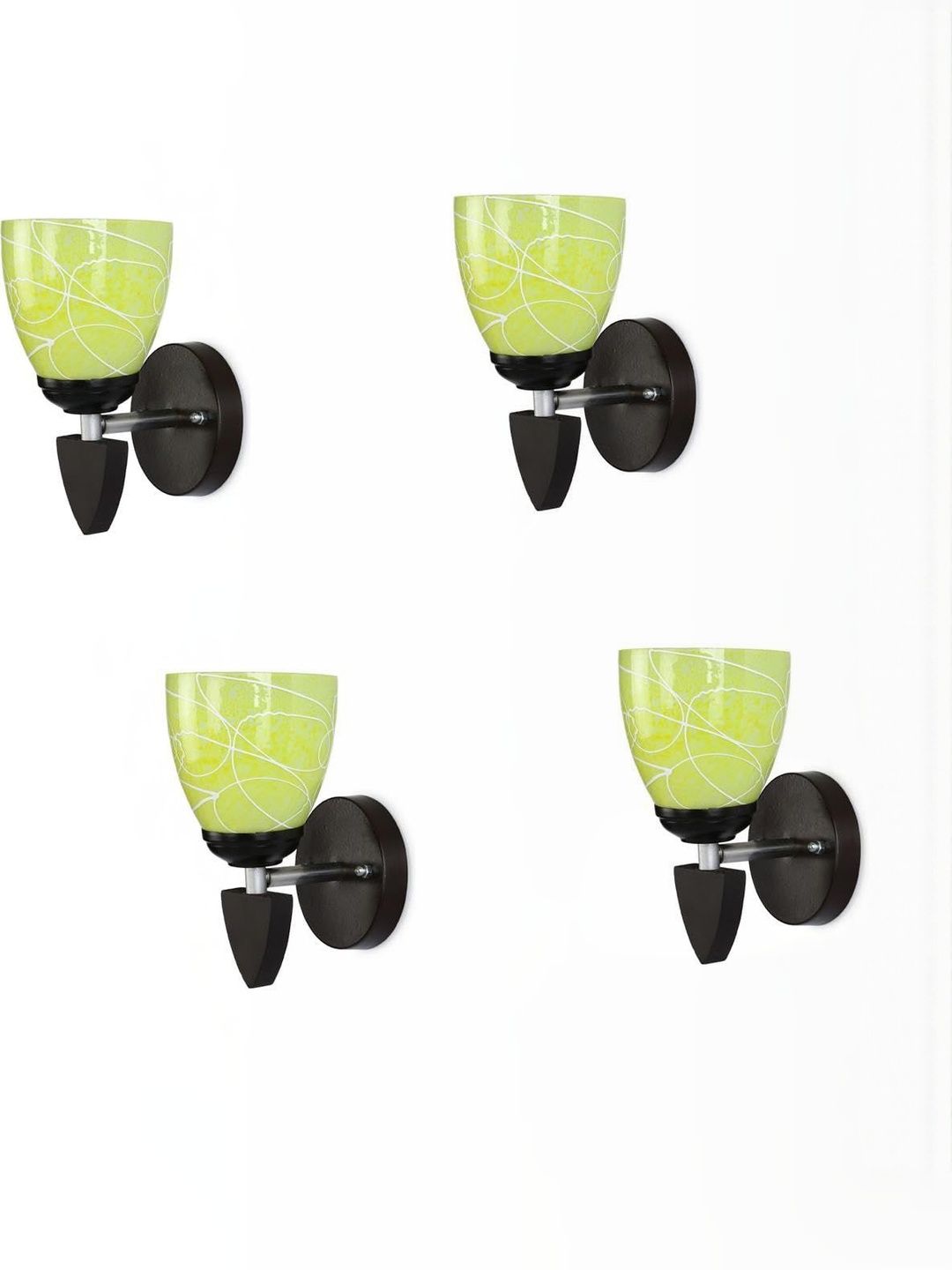 1ST TIME Pack of 4 Yellow & White Glass Traditional Cylinder Shaped Wall Lamp-picture-33