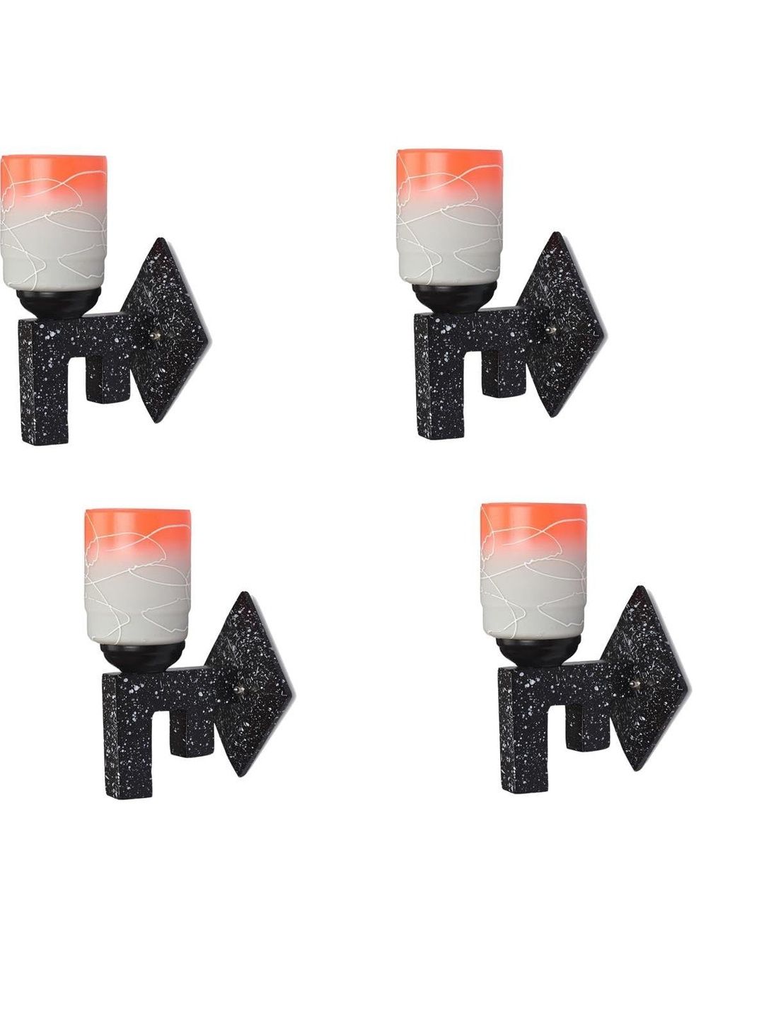 1ST TIME Pack of 4 Orange & White Glass Cylinder Shaped Wall Lamp-picture-41