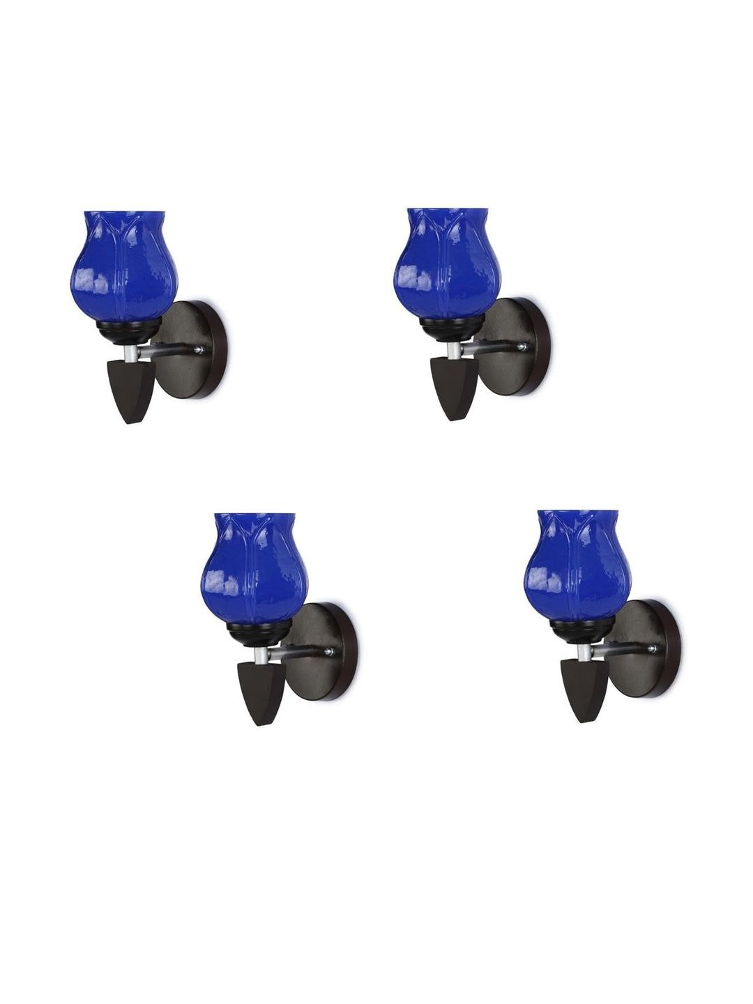1ST TIME Blue Set of 4 Textured Glass Cylinder Shaped Wall Lamp-picture-22