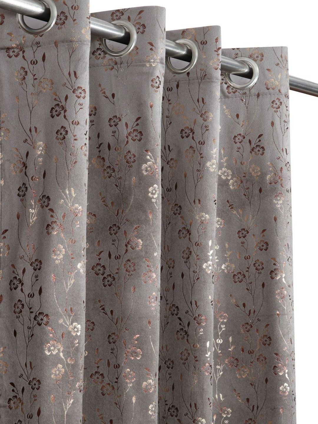 Galaxy Home Decor Grey Set of 2 Floral Room Darkening Long Door Curtain-image-42