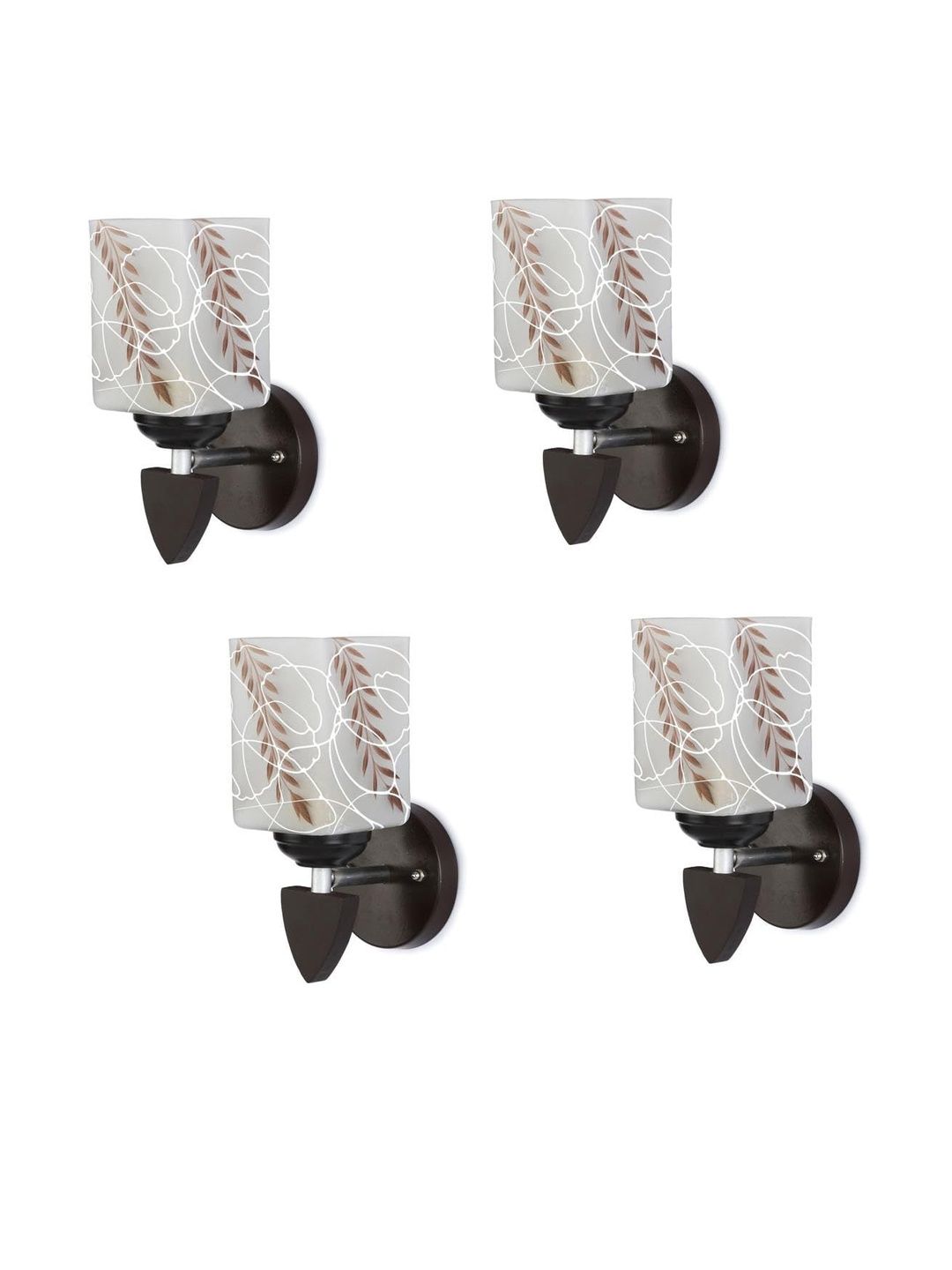 1ST TIME Pack of 4 Brown & White Glass Traditional Cylinder Shaped Wall Lamp-picture-28