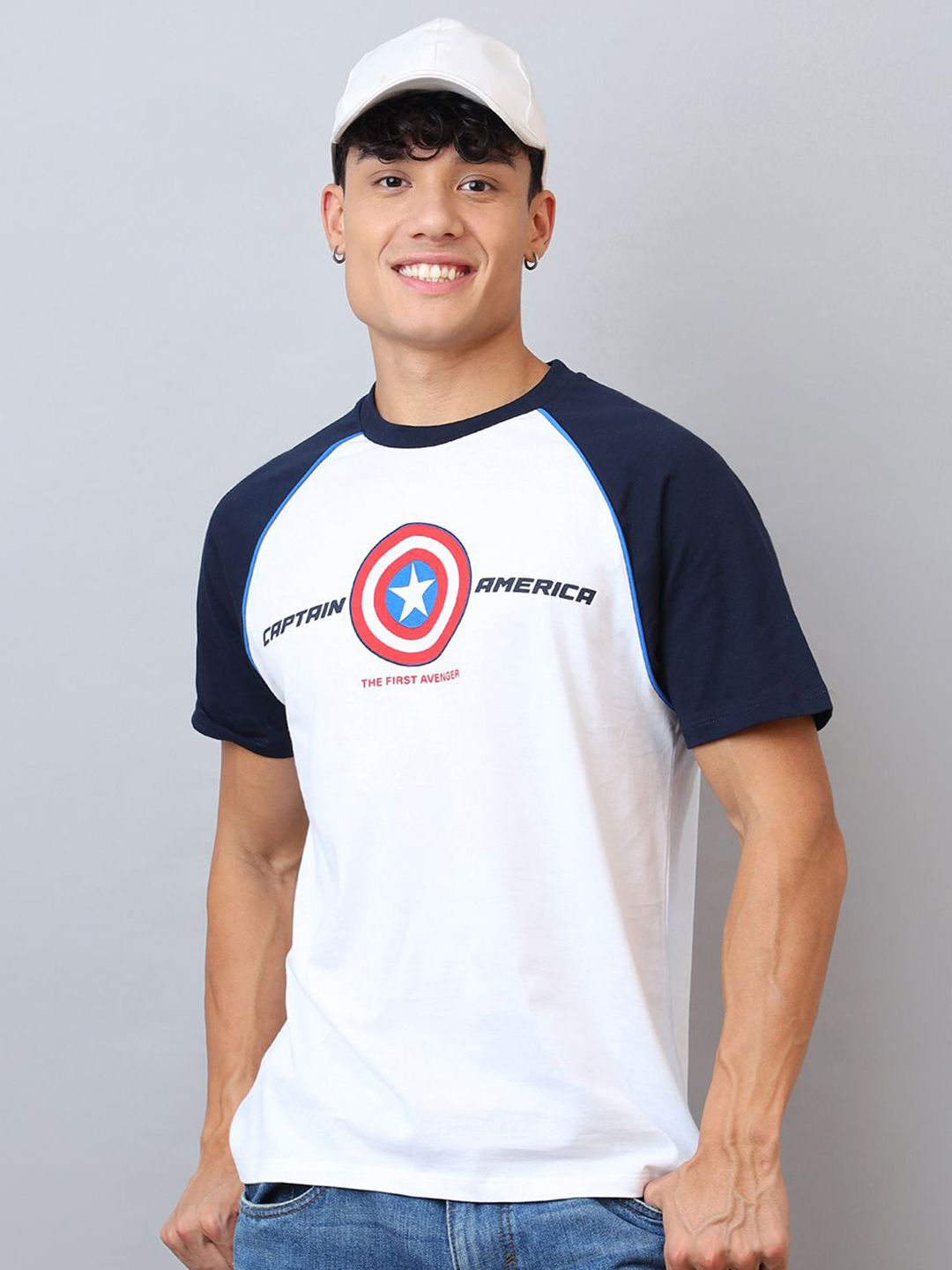 Free Authority Men Captain America Graphic Printed Round Neck Cotton T-shirt-picture-28