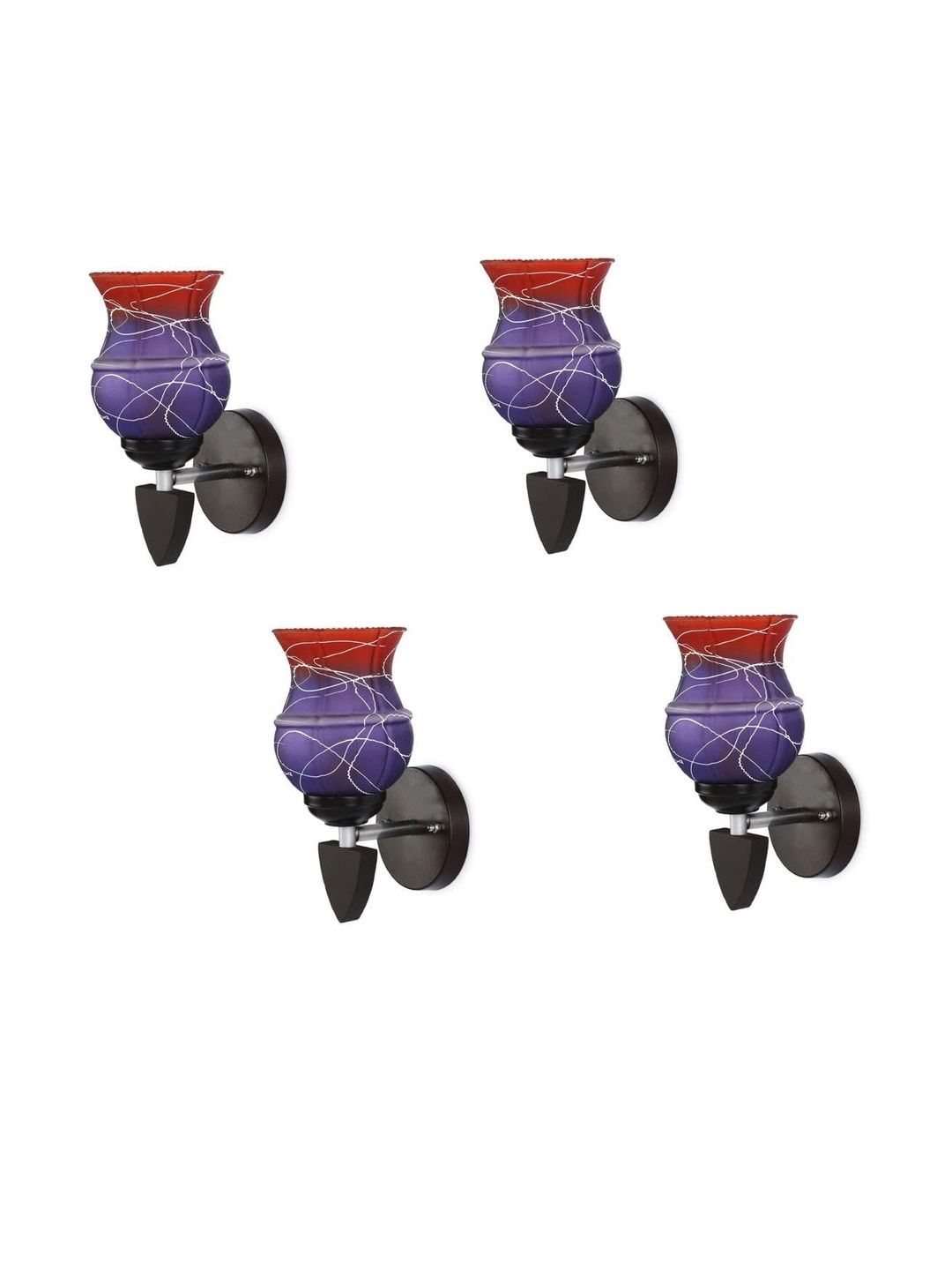 1ST TIME Pack of 4 Pink & Blue Glass Traditional Wall Lamp-picture-25