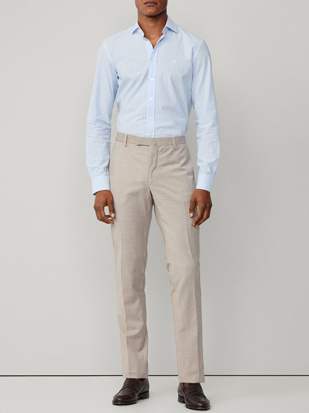 HACKETT LONDON Men Regular Fit Mid-Rise Cotton Formal Trousers-picture-21