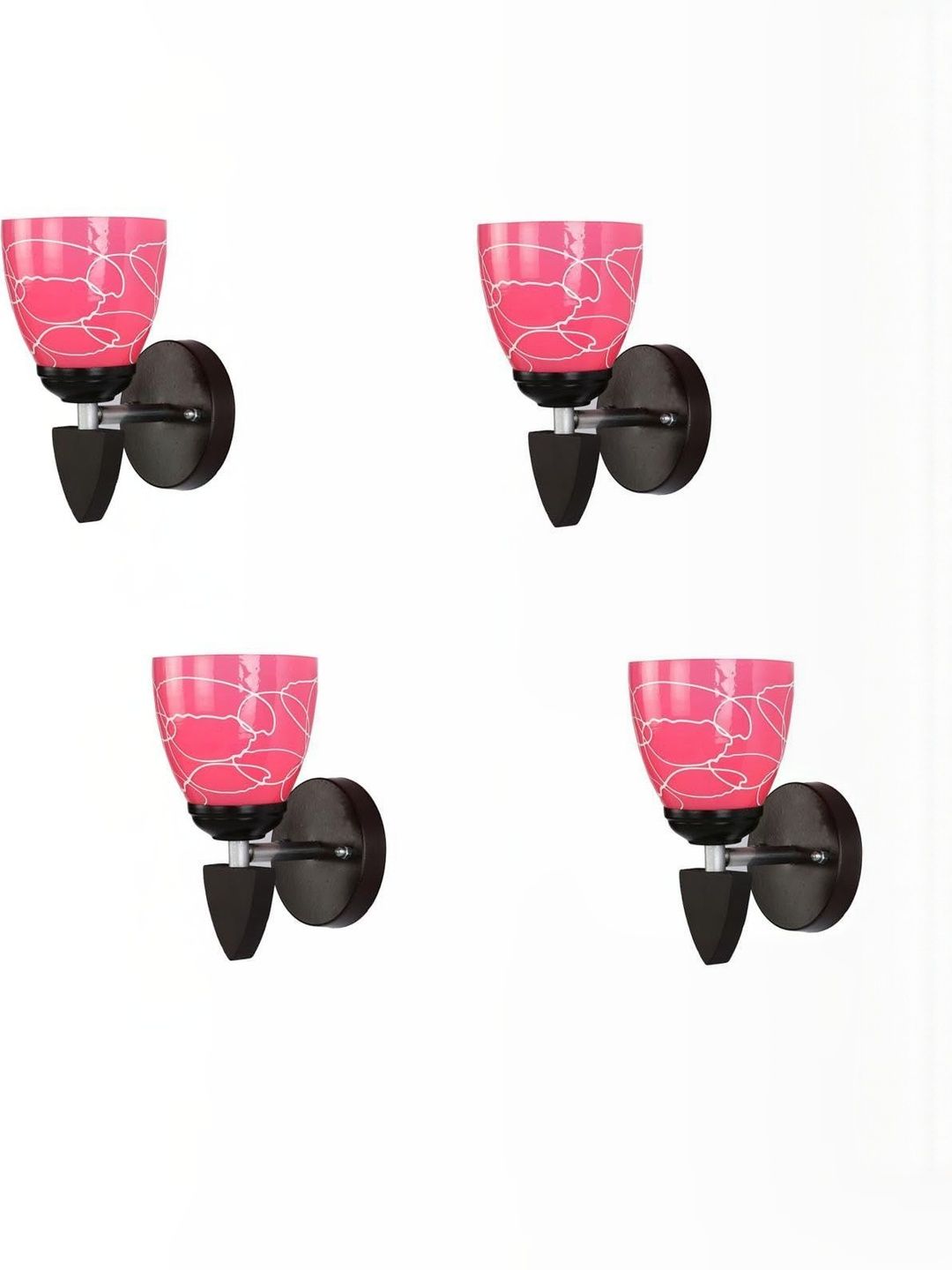 1ST TIME Pack Of 4 Pink & White Glass Cylinder Shaped Wall Lamp-picture-19