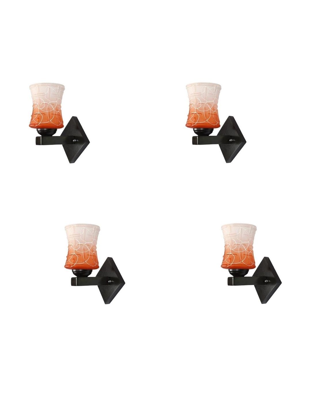 1ST TIME Pack of 4 Orange & White Glass Traditional Cylinder Shaped Wall Lamp-picture-36