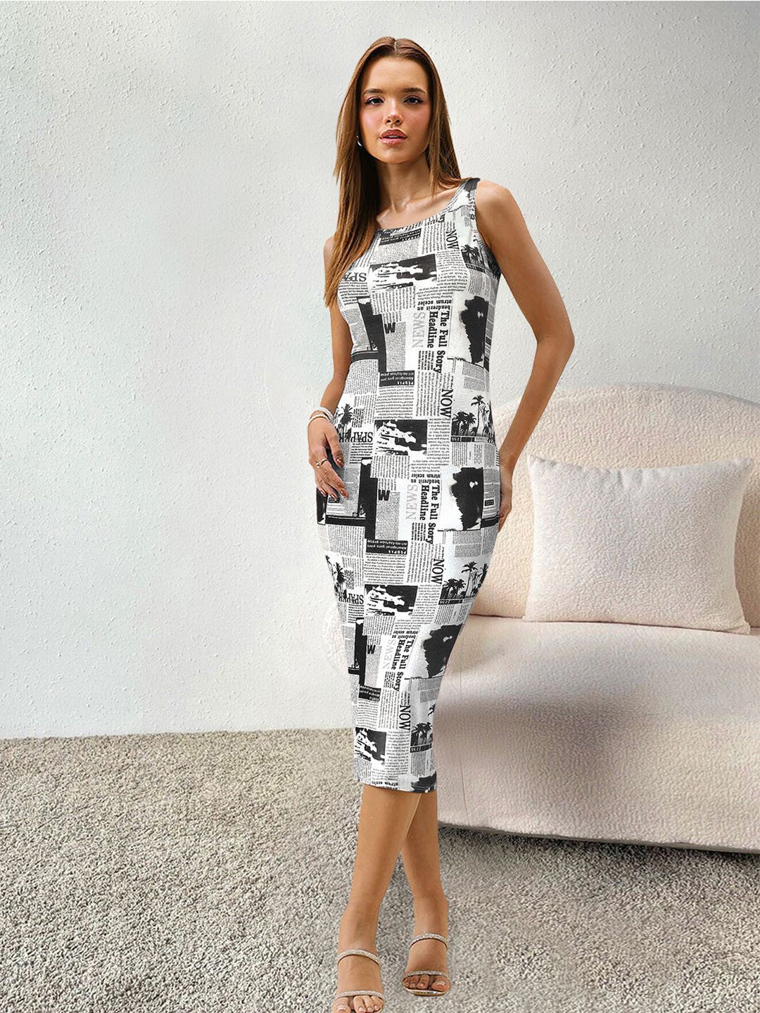 TOOCHKI Typography printed Bodycon Midi Dress-picture-18