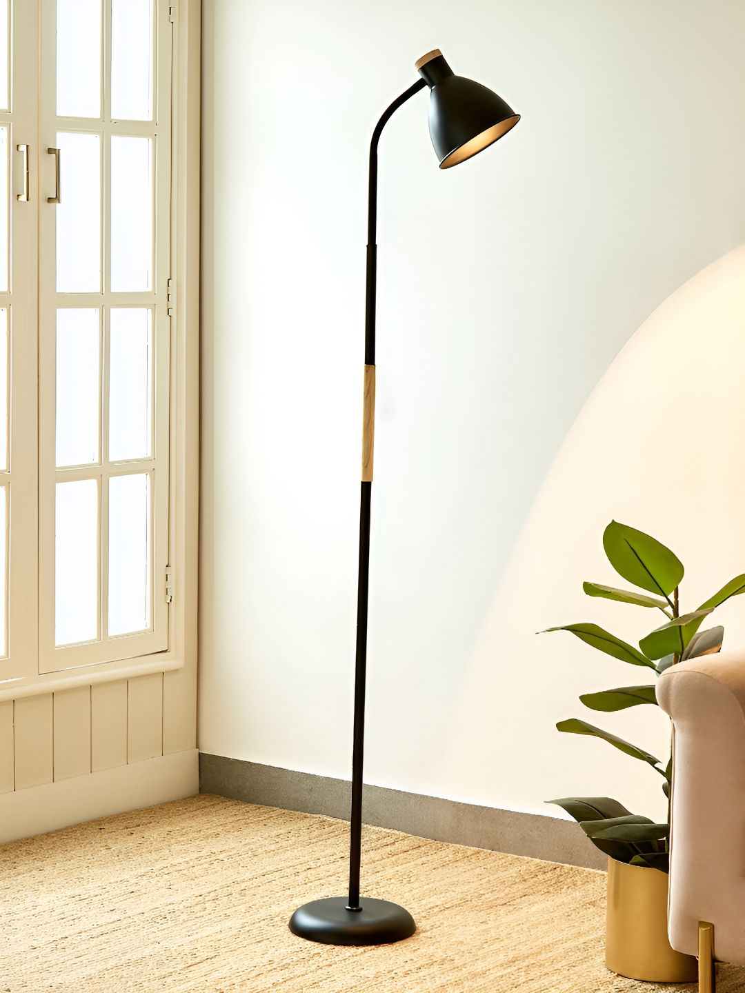 Home Centre Kyoto Study Black & Brown Textured Metal Frustum Shaped Floor Lamp-image-24