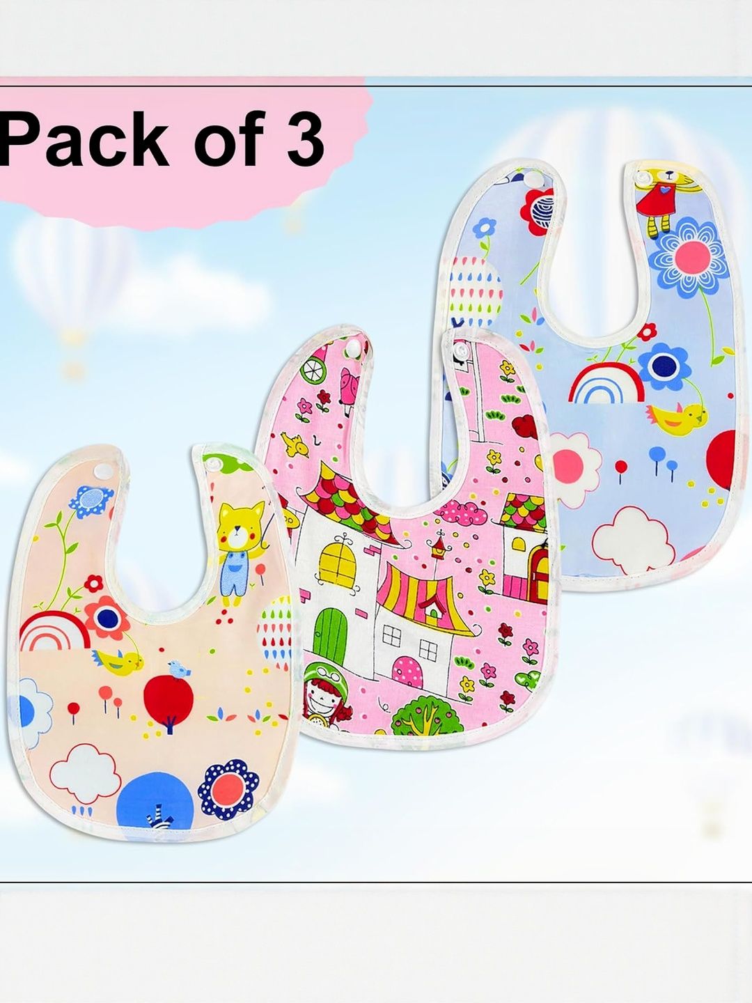 DESNUDA Unisex Pack of 3 Cute Print Baby bibs Waterproof Bibs for Infant to Toddler-picture-43