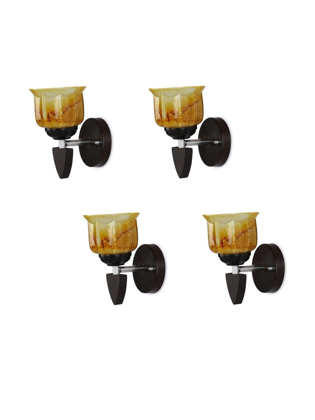 1ST TIME Pack of 4 Yellow Glass Printed Wall Lamps-picture-11