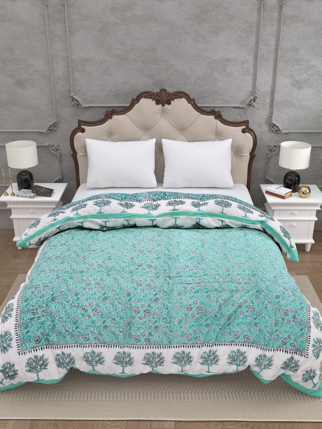 Myntra Elegant Homes Multi 200 GSM Ethnic Motifs Cotton AC Room Double Bed Quilt-picture-36