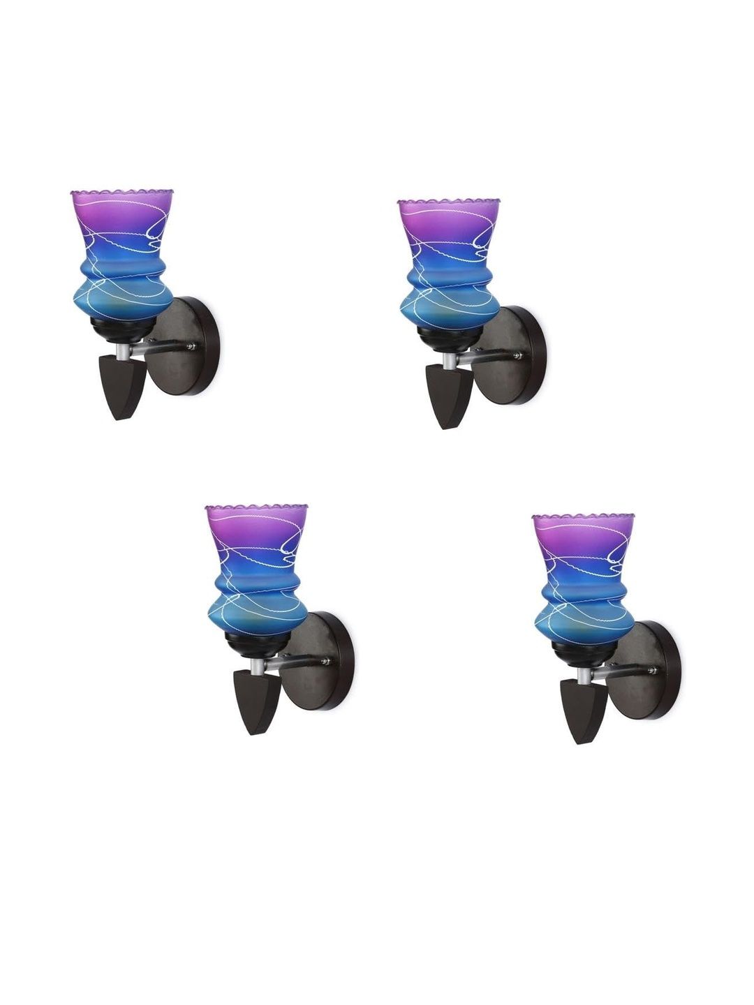 1ST TIME Pack Of 4 Pink & Blue Glass Cylinder Shaped Wall Lamp-picture-26