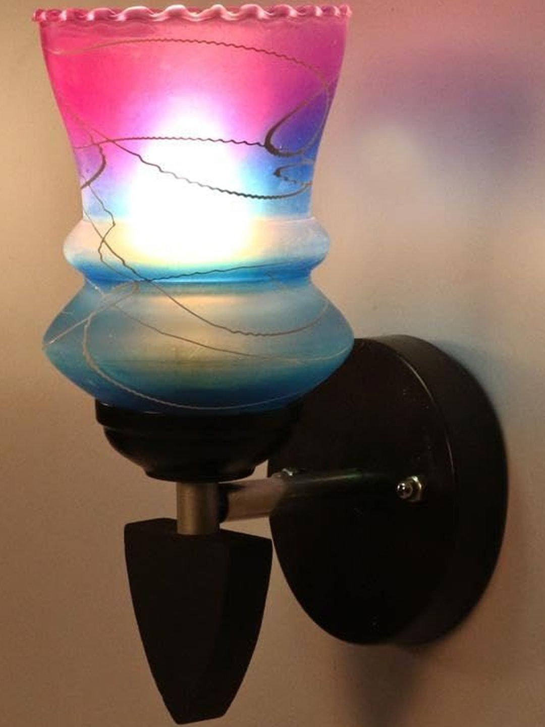 1ST TIME Pink & Blue Glass Traditional Cylinder Shaped Wall Lamp-picture-29