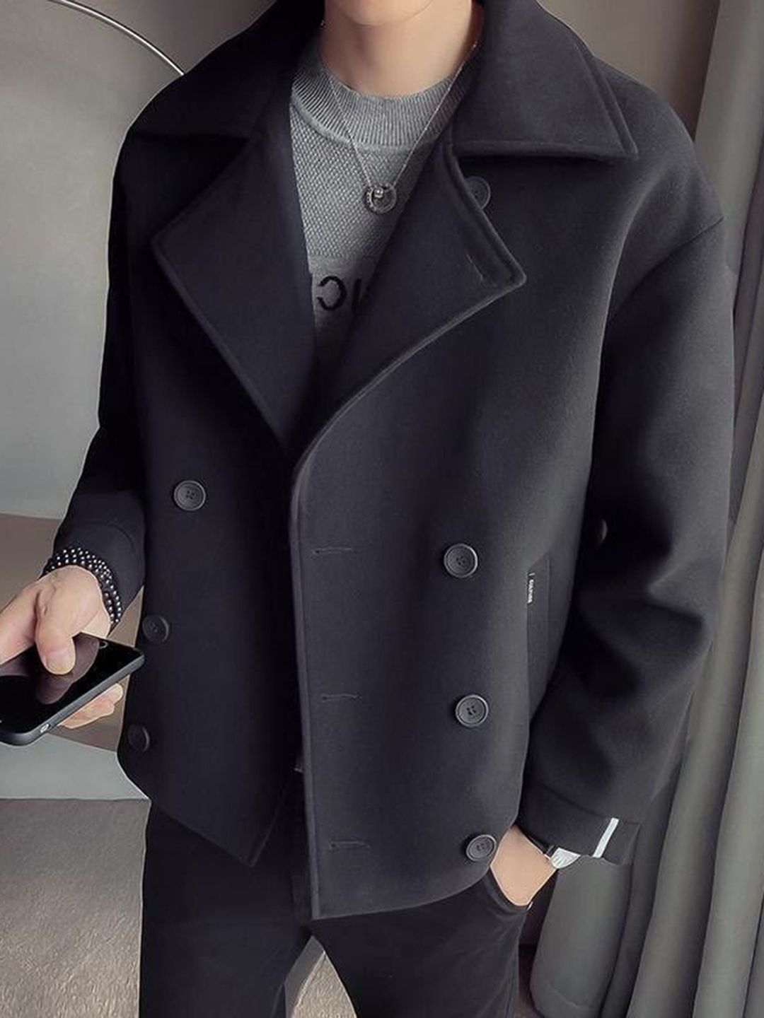Mast & Harbour Men Solid Notched Lapel Double-Breasted Blazer-picture-31