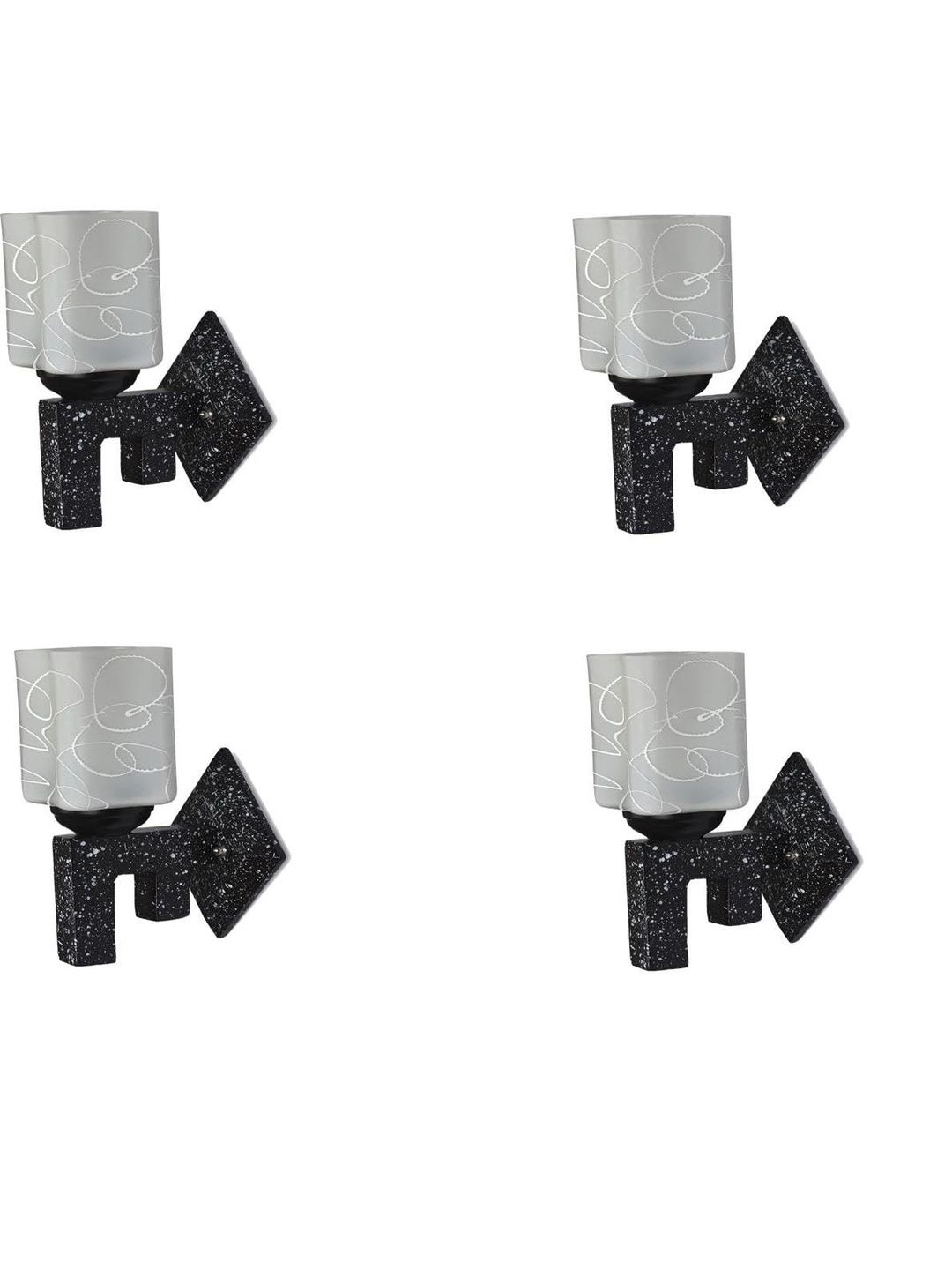 1ST TIME Pack of 4 White & Black Glass Traditional Cylinder Shaped Wall Lamp-picture-40