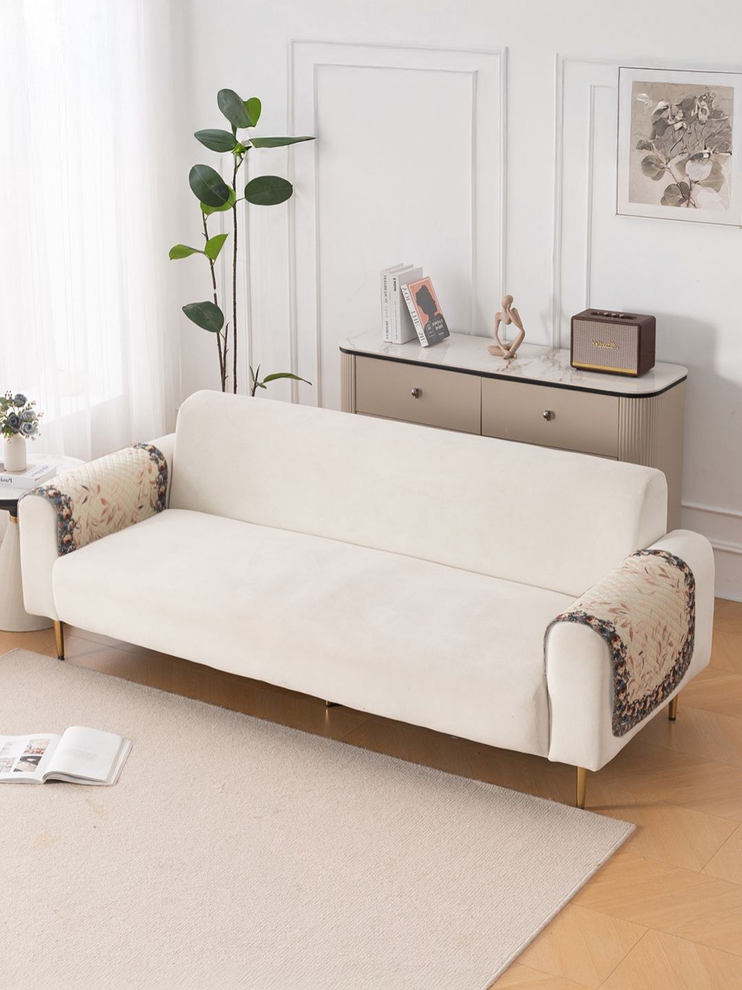 HOKIPO Petal Harmony Polyester 1 Pair Sofa Armrest Cover-picture-30
