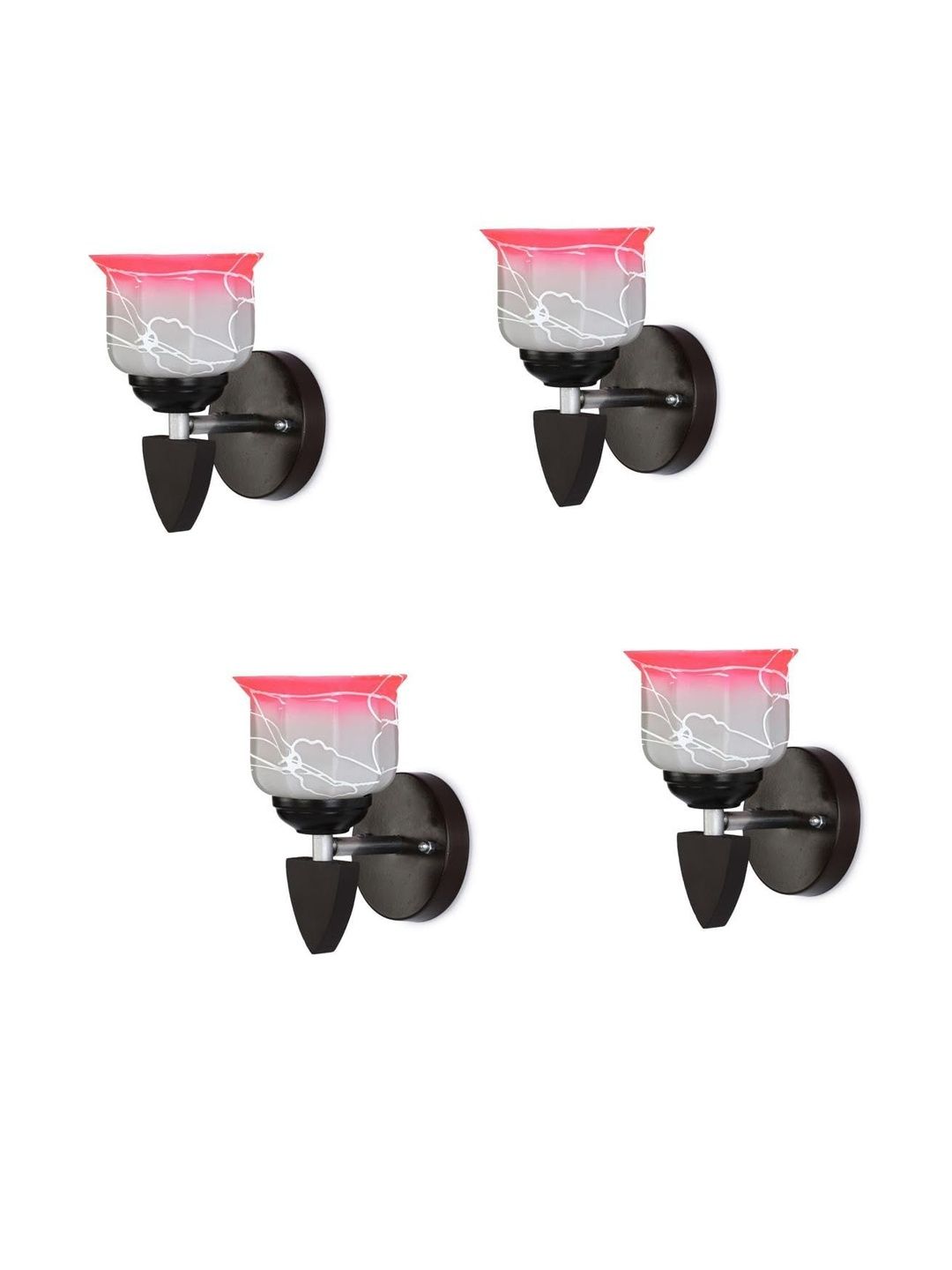 1ST TIME Pink & White 4 Pieces Printed Glass Contemporary Wall Lamps-picture-41