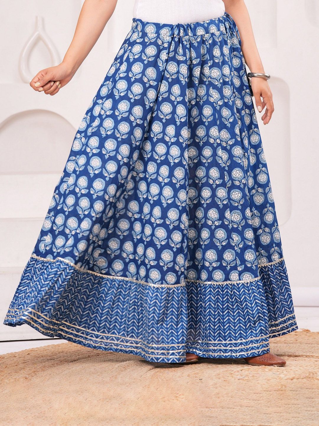 Clothy N Wave Floral Printed Maxi A-Line Skirt-image-32