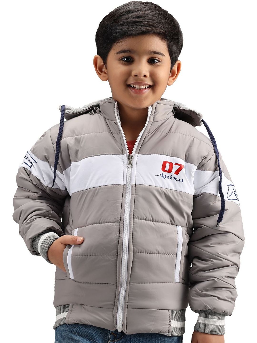 TRENDY WORLD Boys Colourblocked Winter Hooded Puffer Jacket-picture-38