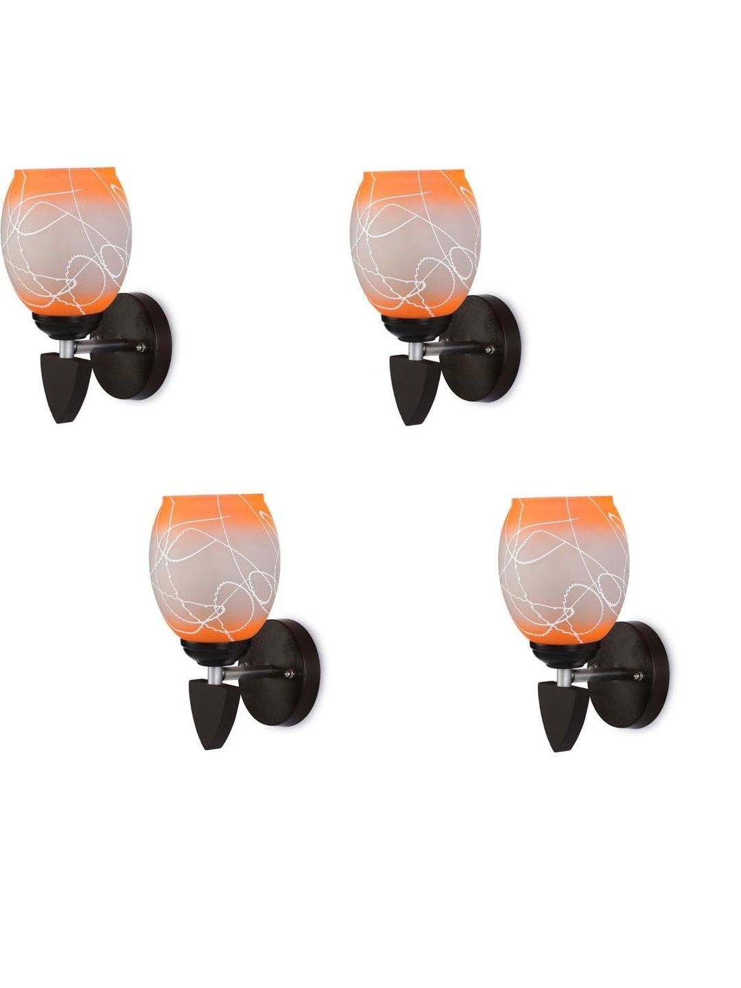 1ST TIME Pack of 4 Orange & White Glass Traditional Cylinder Shaped Wall Lamps-picture-27