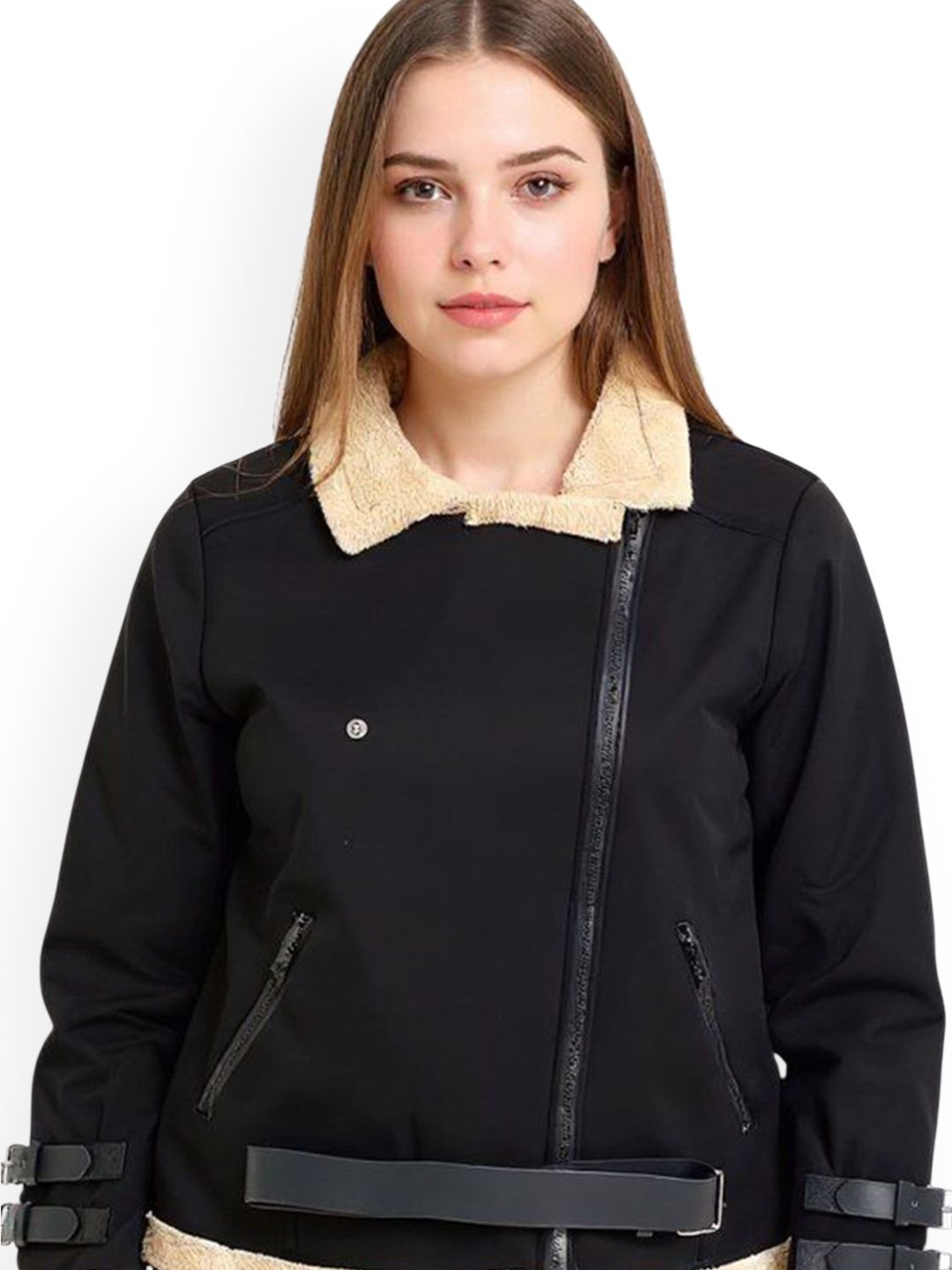 bebe Women Spread Collar Solid Bomber Jacket-image-40