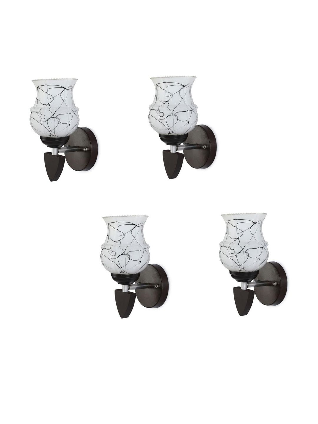1ST TIME Pack of 4 Black & White Glass Traditional Cylinder Shaped Wall Lamp-picture-31