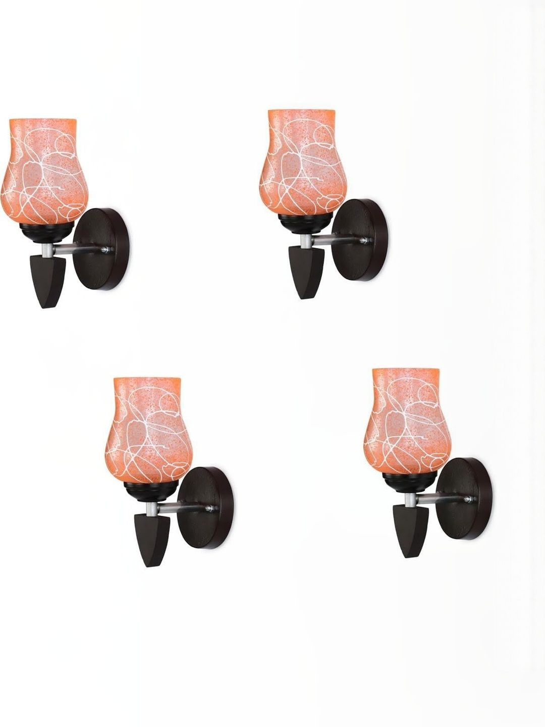 1ST TIME Set Of 2 Orange & White Glass Wall Lamp-picture-23