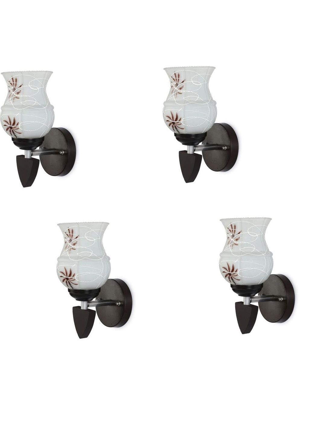 1ST TIME Pack of 4 Brown & White Glass Cylinder Shaped Wall Lamp-picture-15