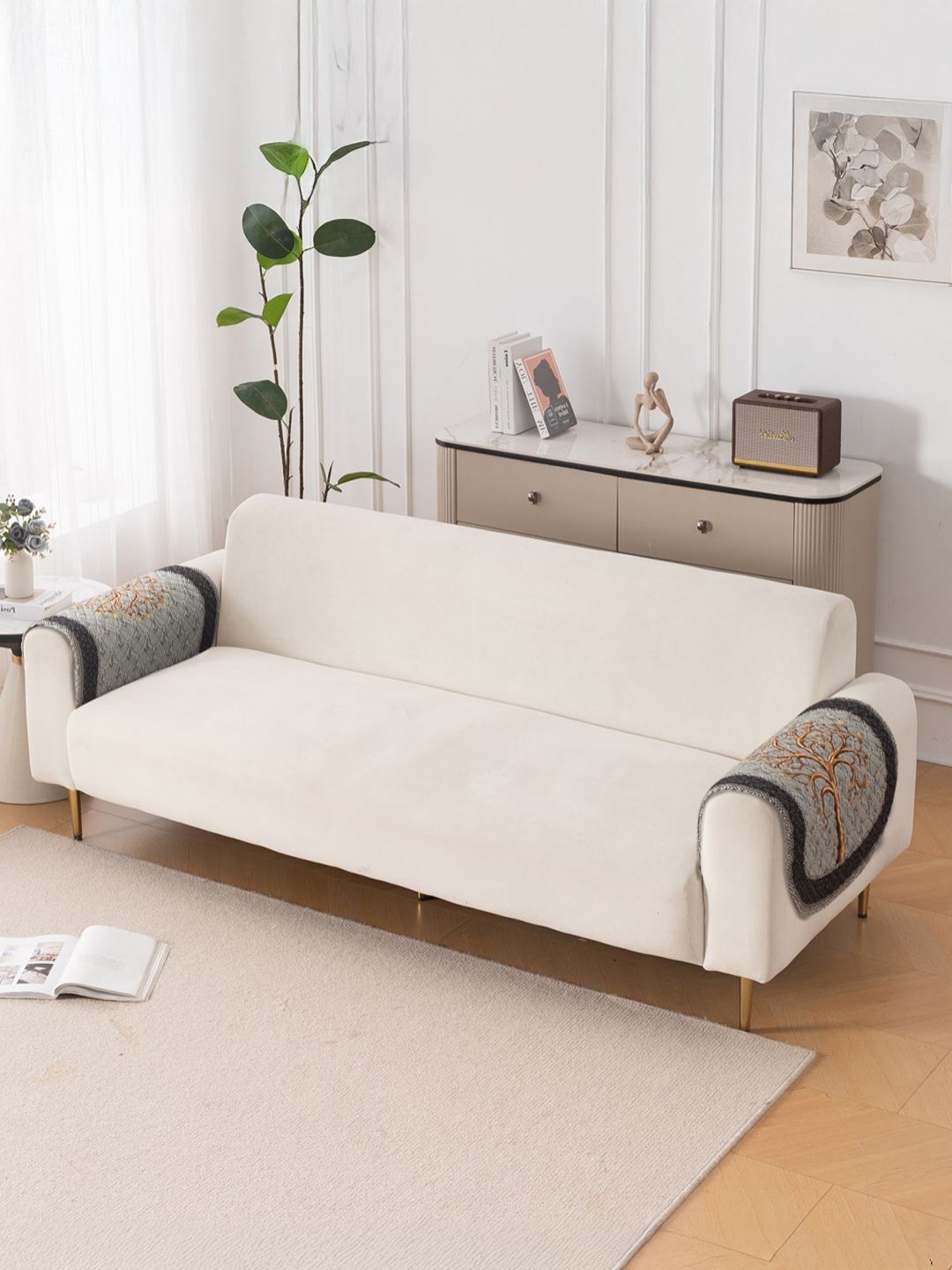 HOKIPO Tranquil Tree Polyester 1 Pair Sofa Armrest Cover-picture-29