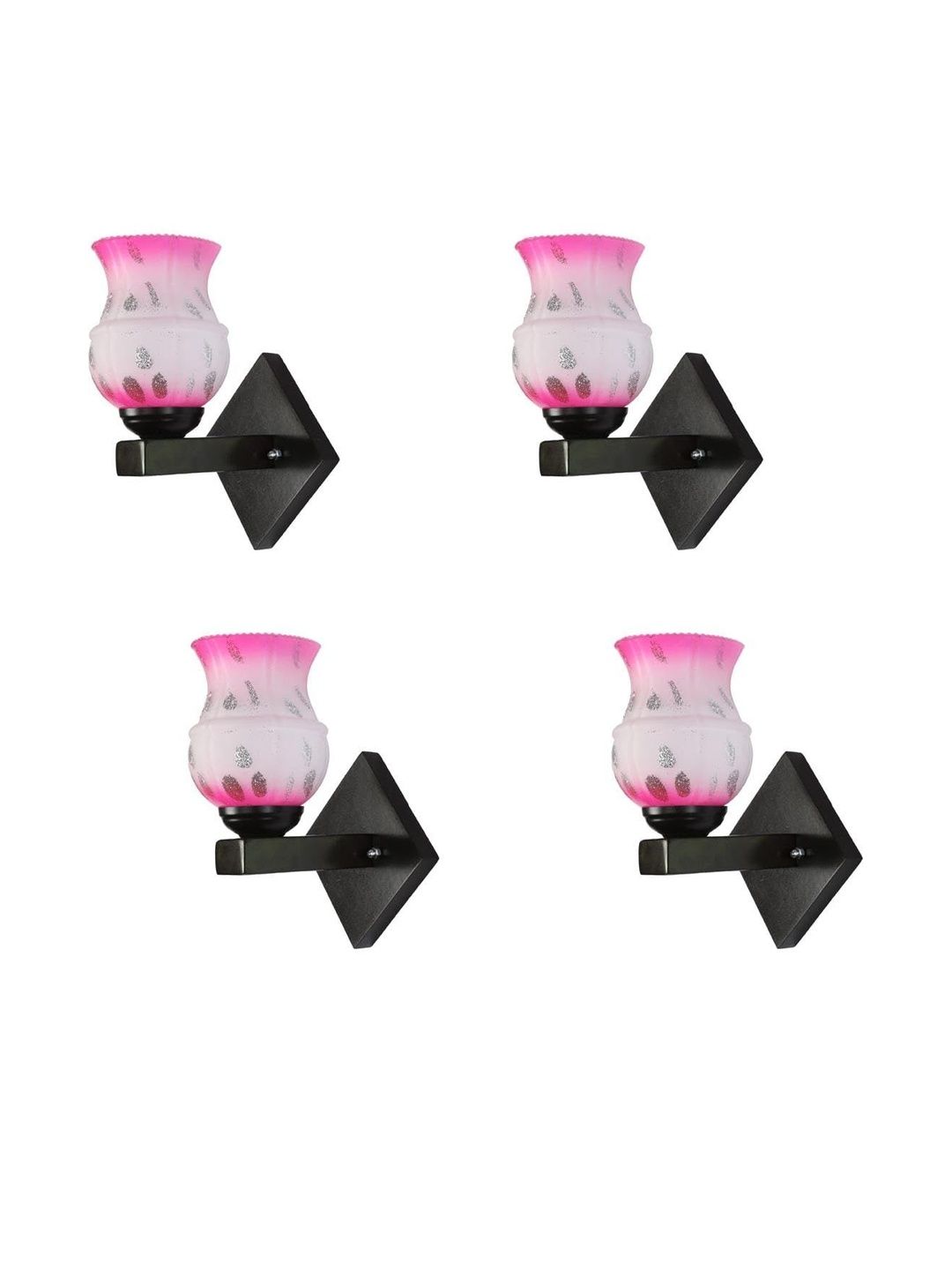1ST TIME Pack of 4 Pink & White Printed Glass Cylinder Shaped Wall Lamp-picture-20
