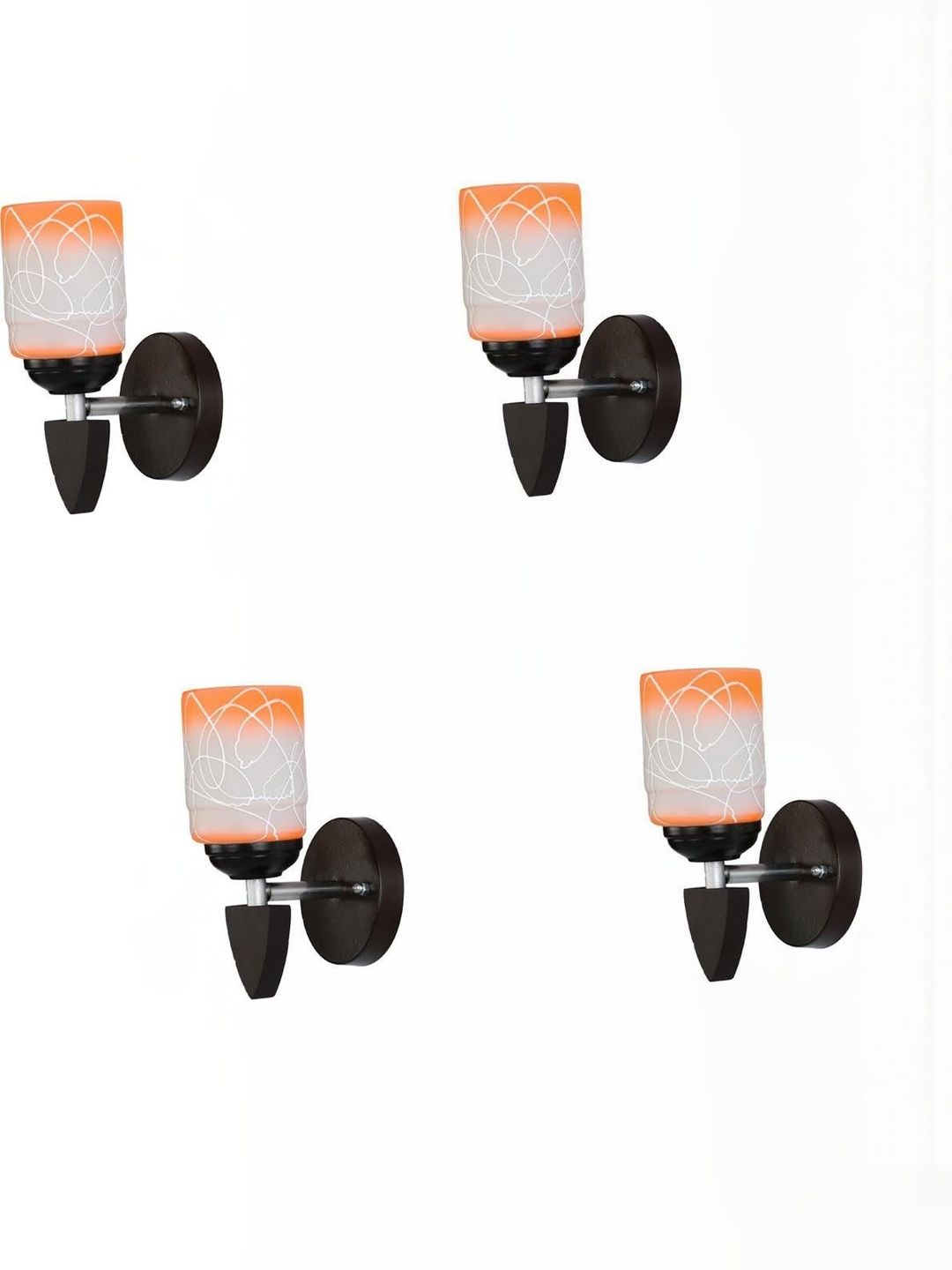 1ST TIME Pack of 4 Orange & White Glass Traditional Cylinder Shaped Wall Lamp-picture-34