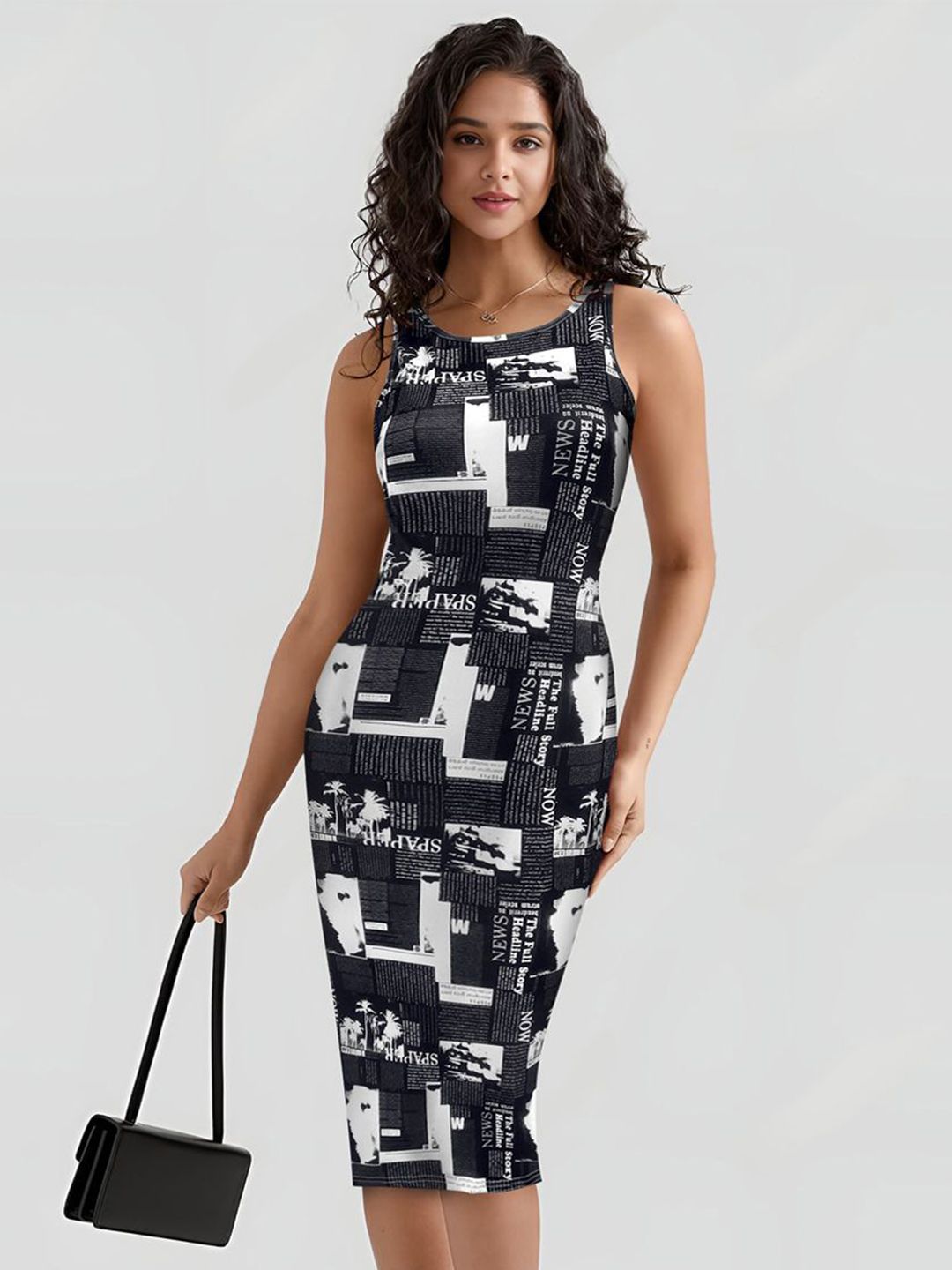 TOOCHKI Women Alphanumeric Printed Bodycon Midi Dress-picture-16